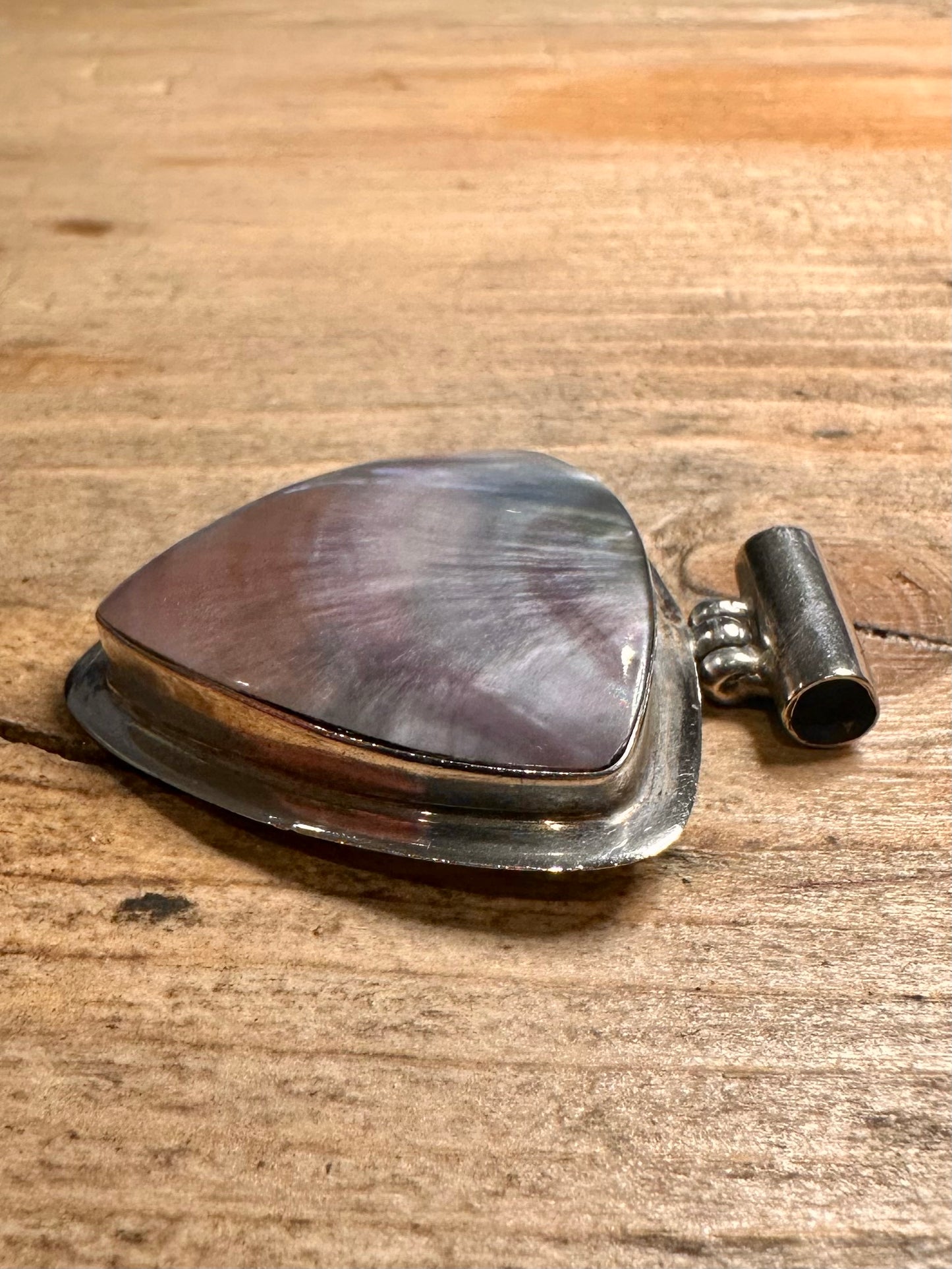 Modernist Mother of Pearl 925 Silver Pendant