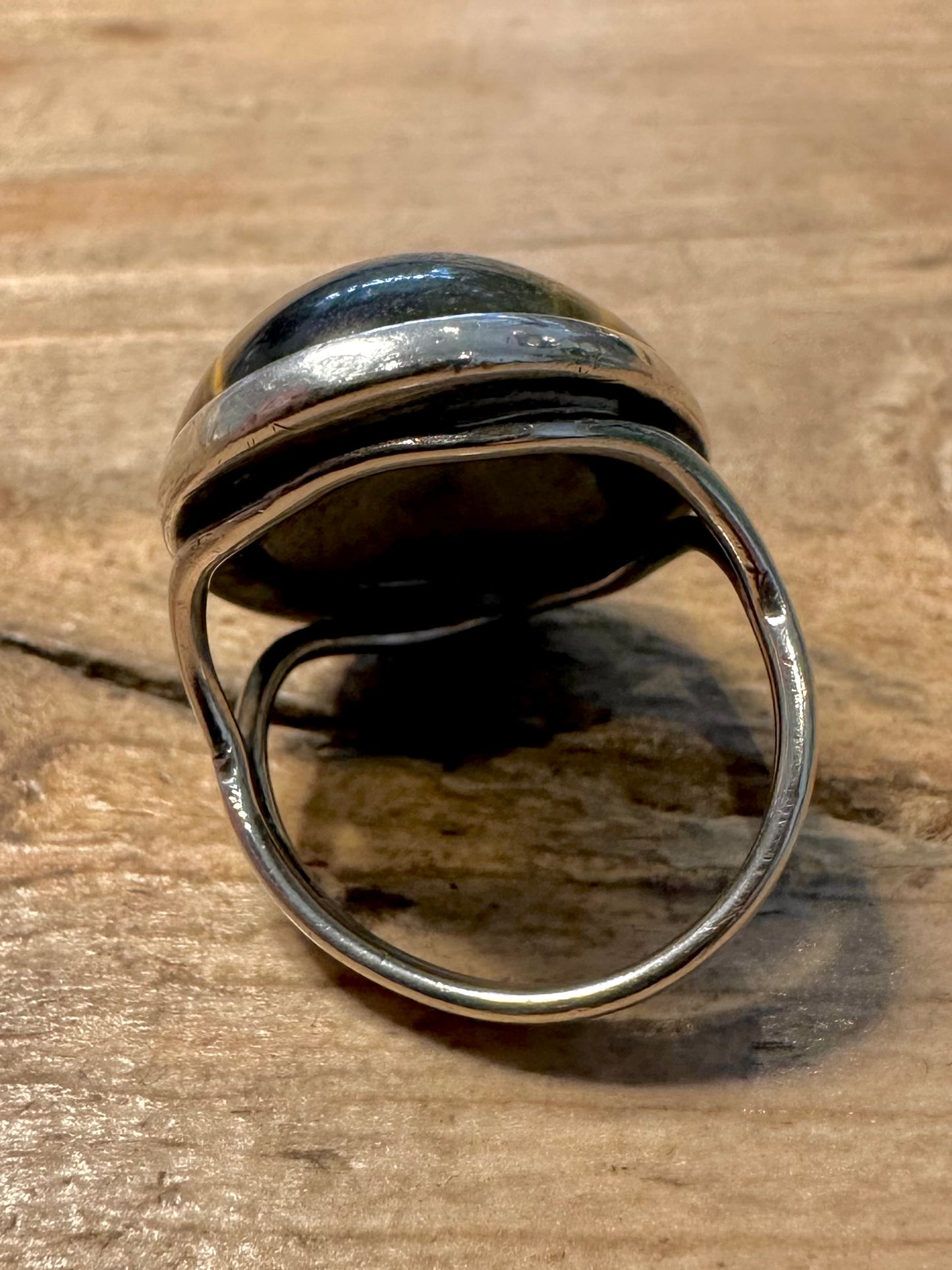Vintage Oval Tigers Eye 925 Silver Size K Ring