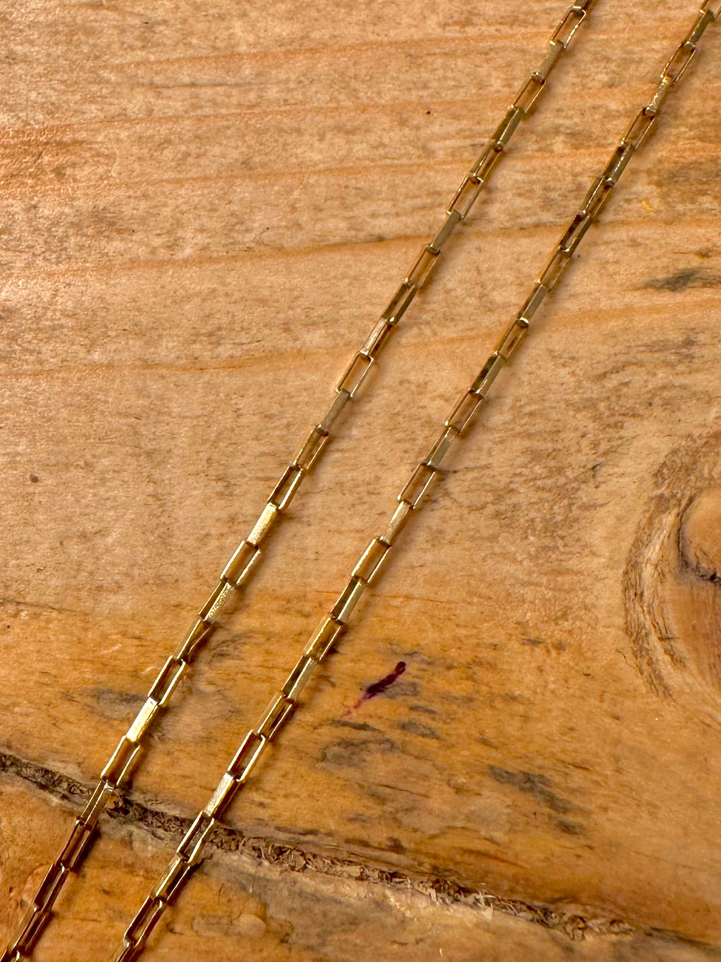 Vintage 1986 9ct Gold Rectangle Link 20 inch Necklace