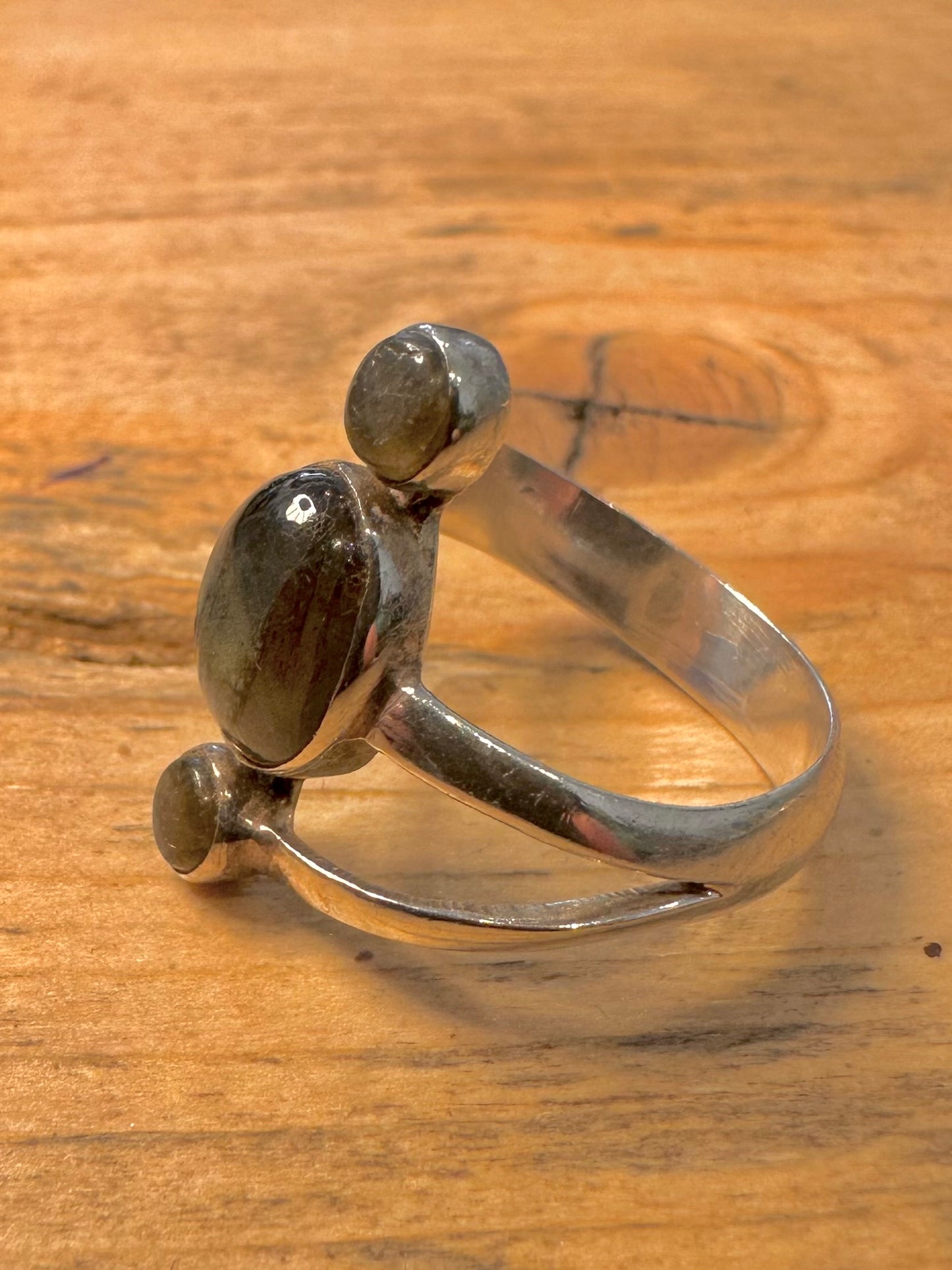 Modernist Labradorite 925 Silver Size Q Ring