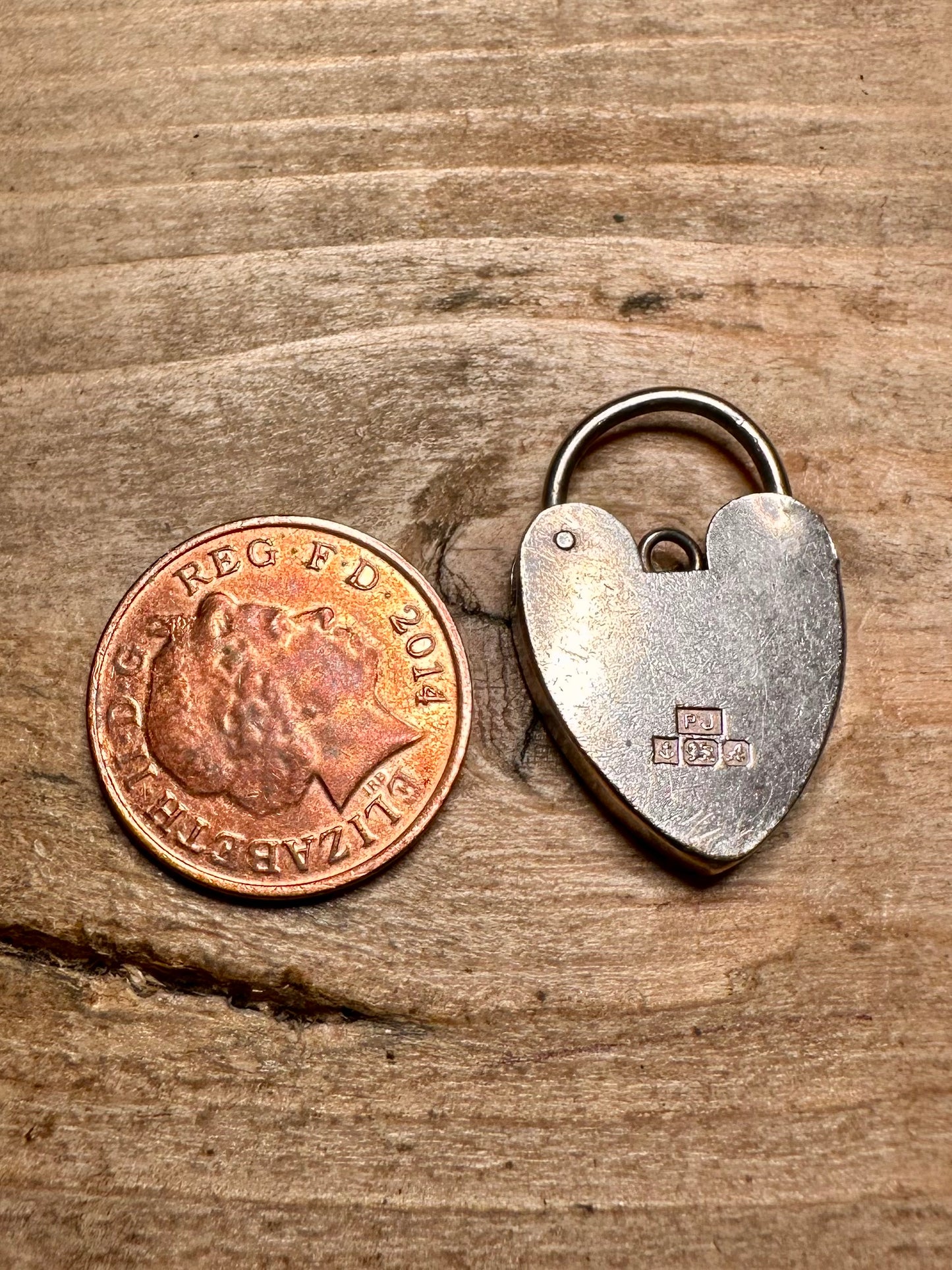 Vintage Large 1975 Heart Padlock 925 Silver Pendant