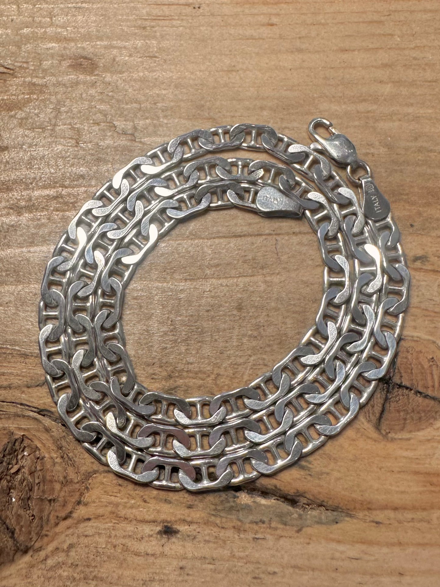 Vintage Mariner Link Italian 925 Silver 17.5 inch Necklace