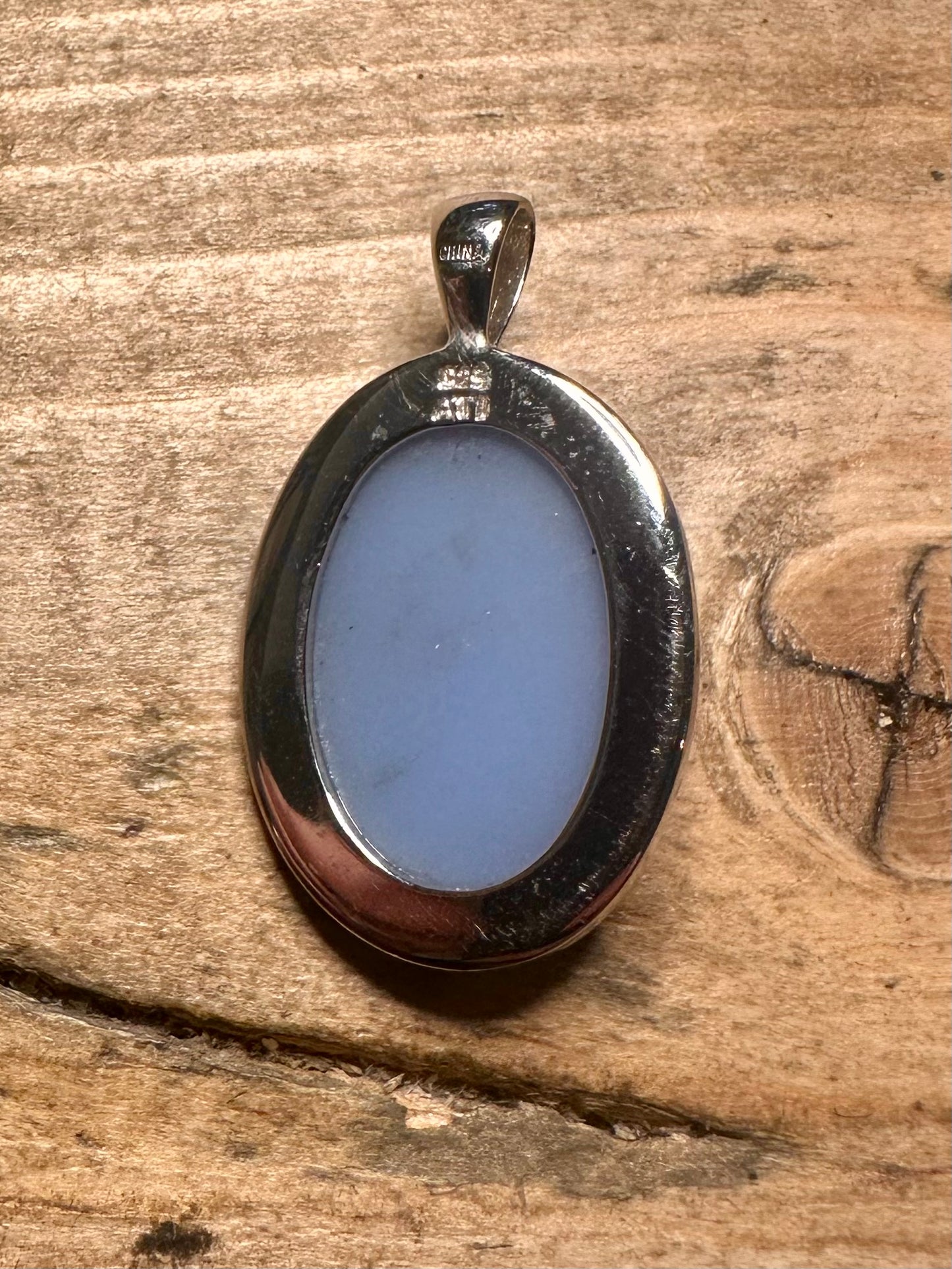 Vintage Cameo Rose Blue 925 Silver Pendant