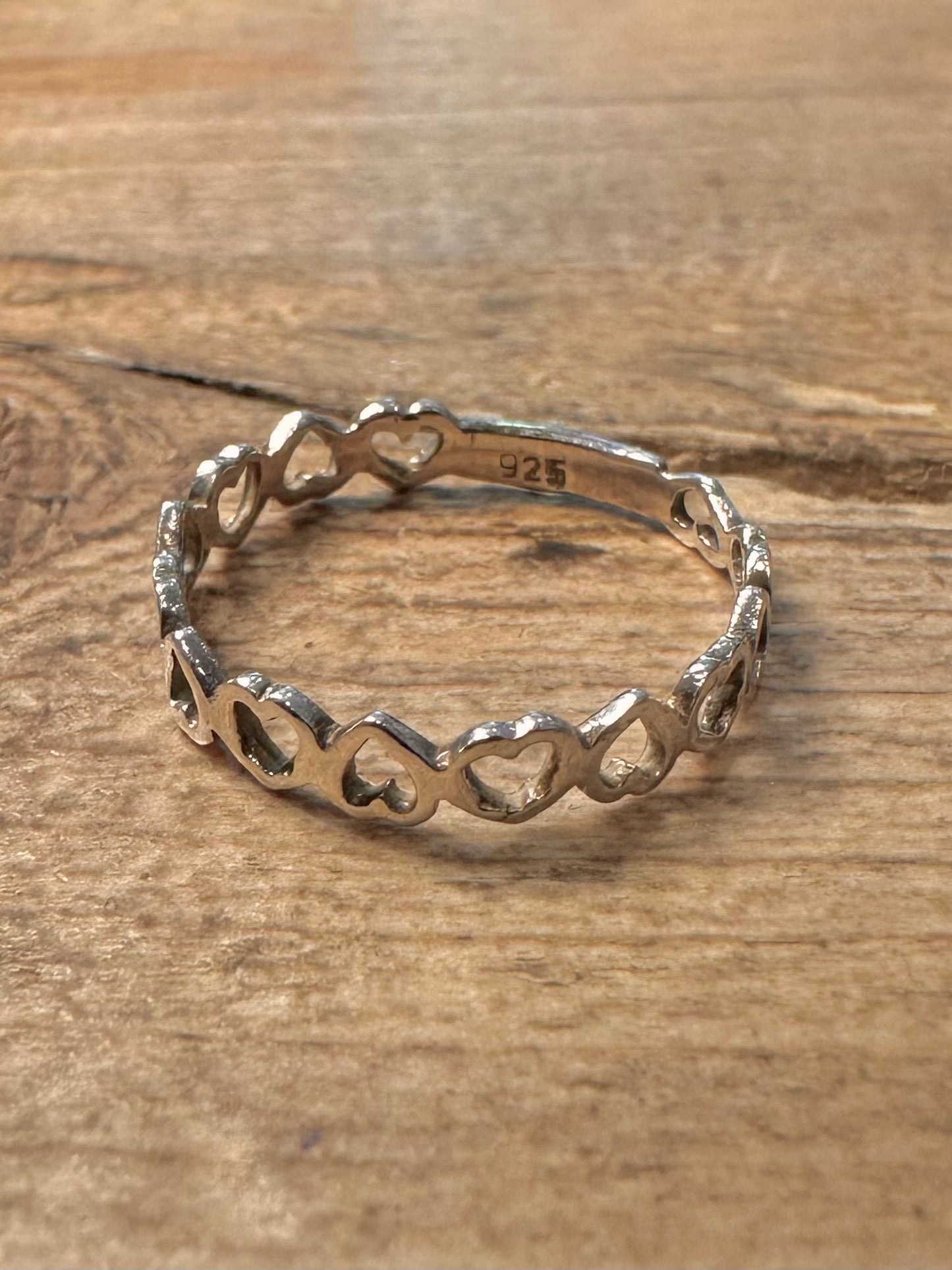 Vintage Heart Band 925 Silver Size P Ring