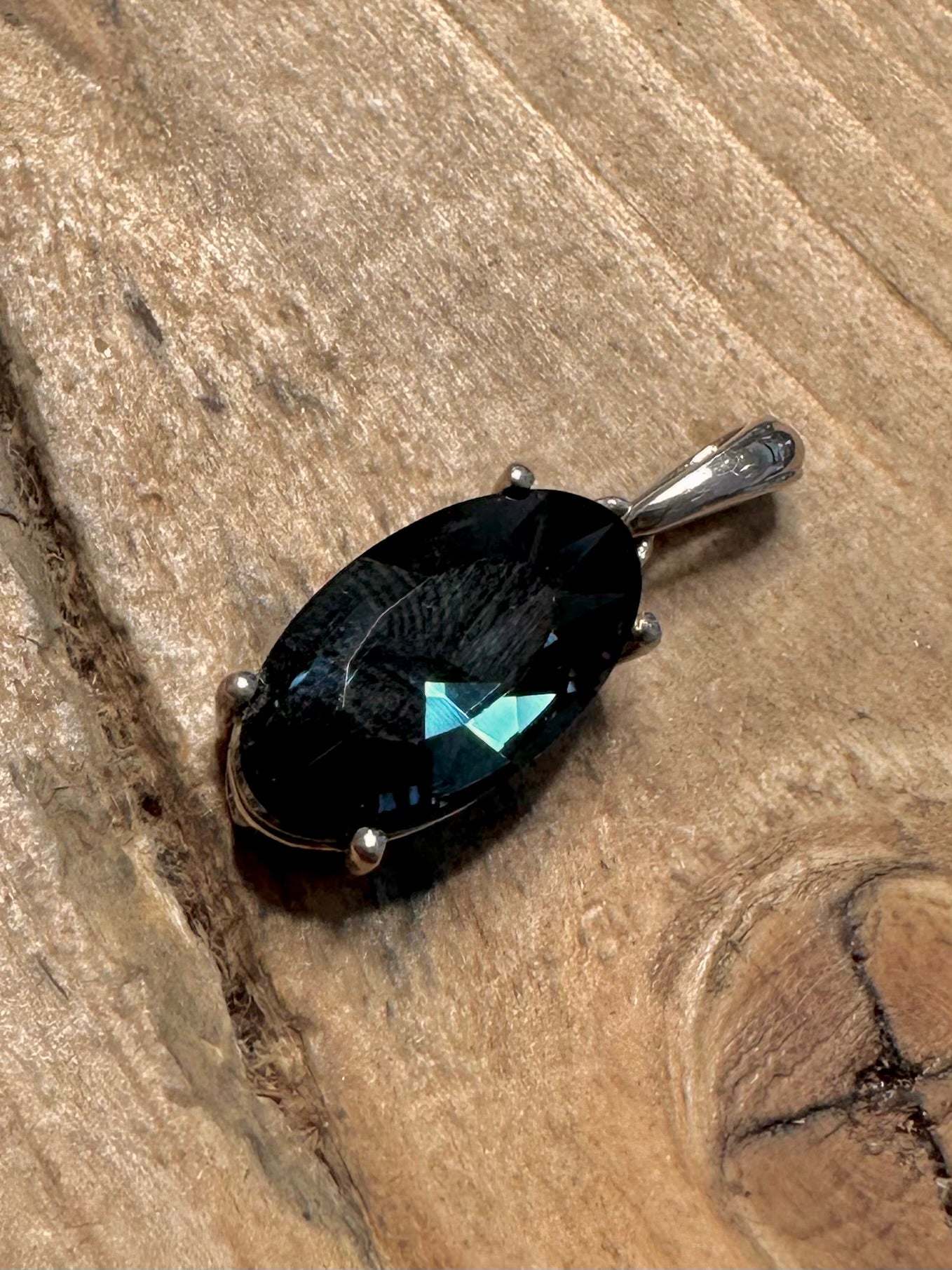 Modern Dark Blue Stone 925 Silver Pendant