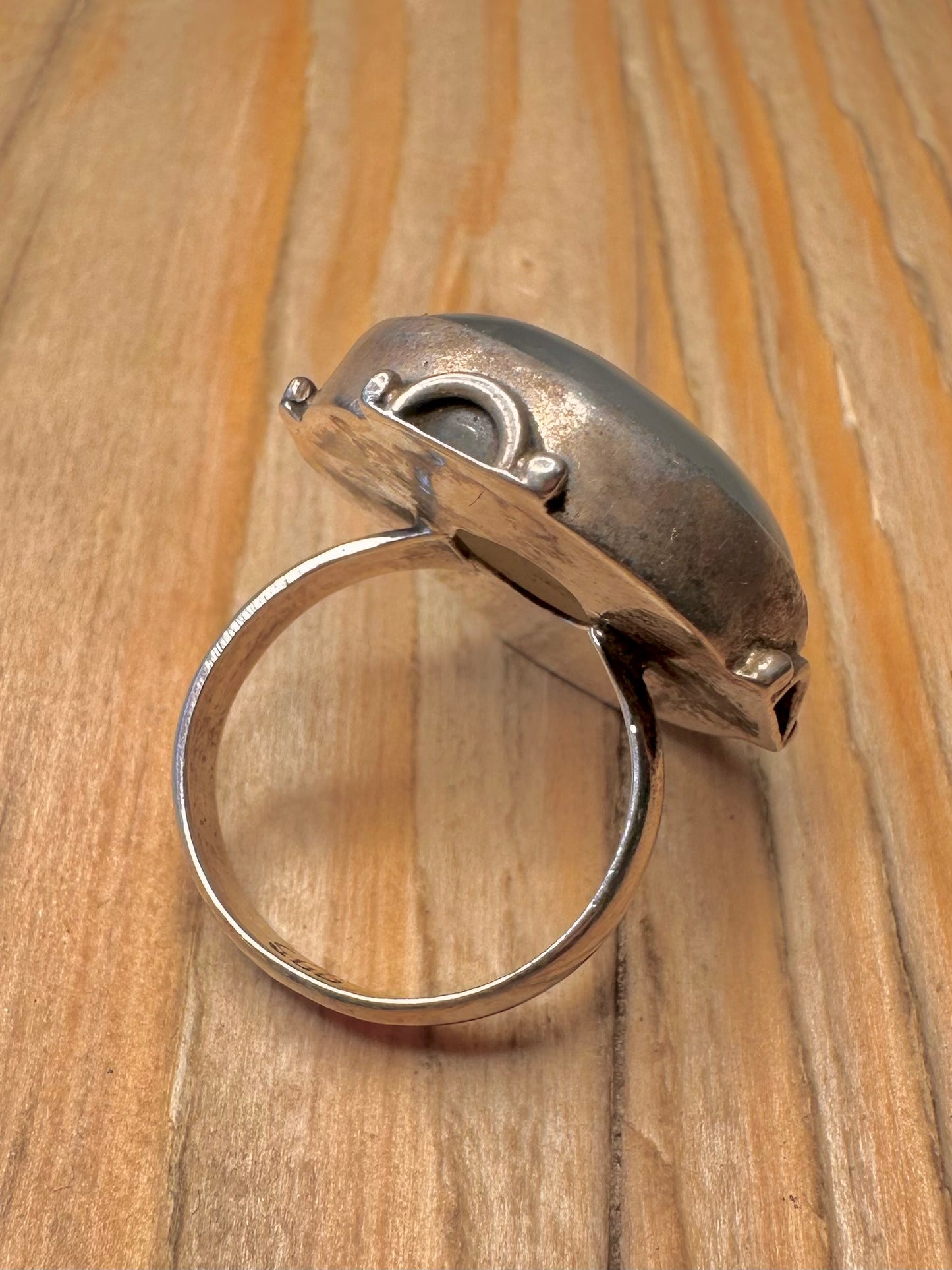 Vintage Prehnite Circle 925 Sterling Silver Size O Ring