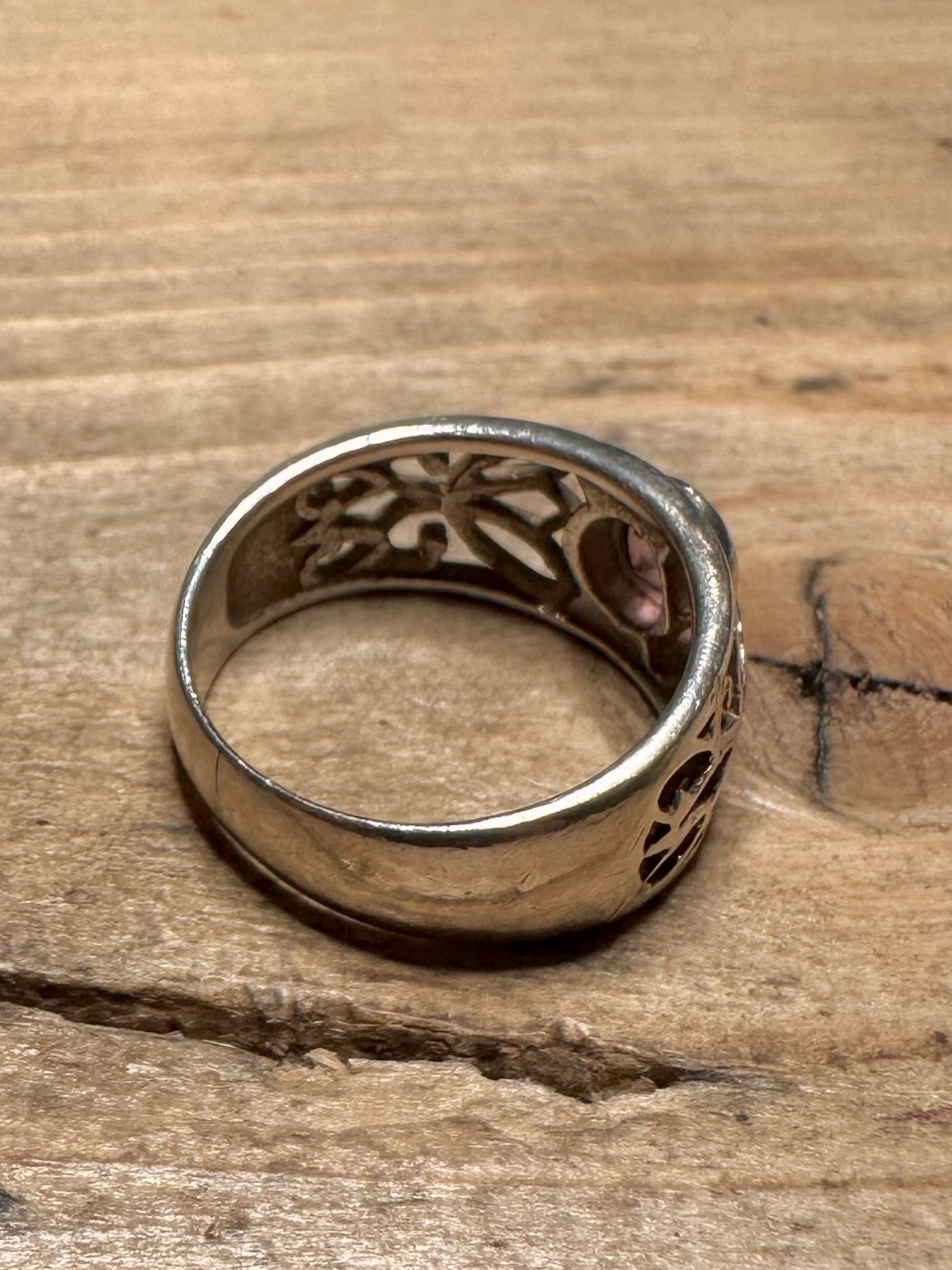 Vintage Amethyst Filigree 925 Silver Size P Ring