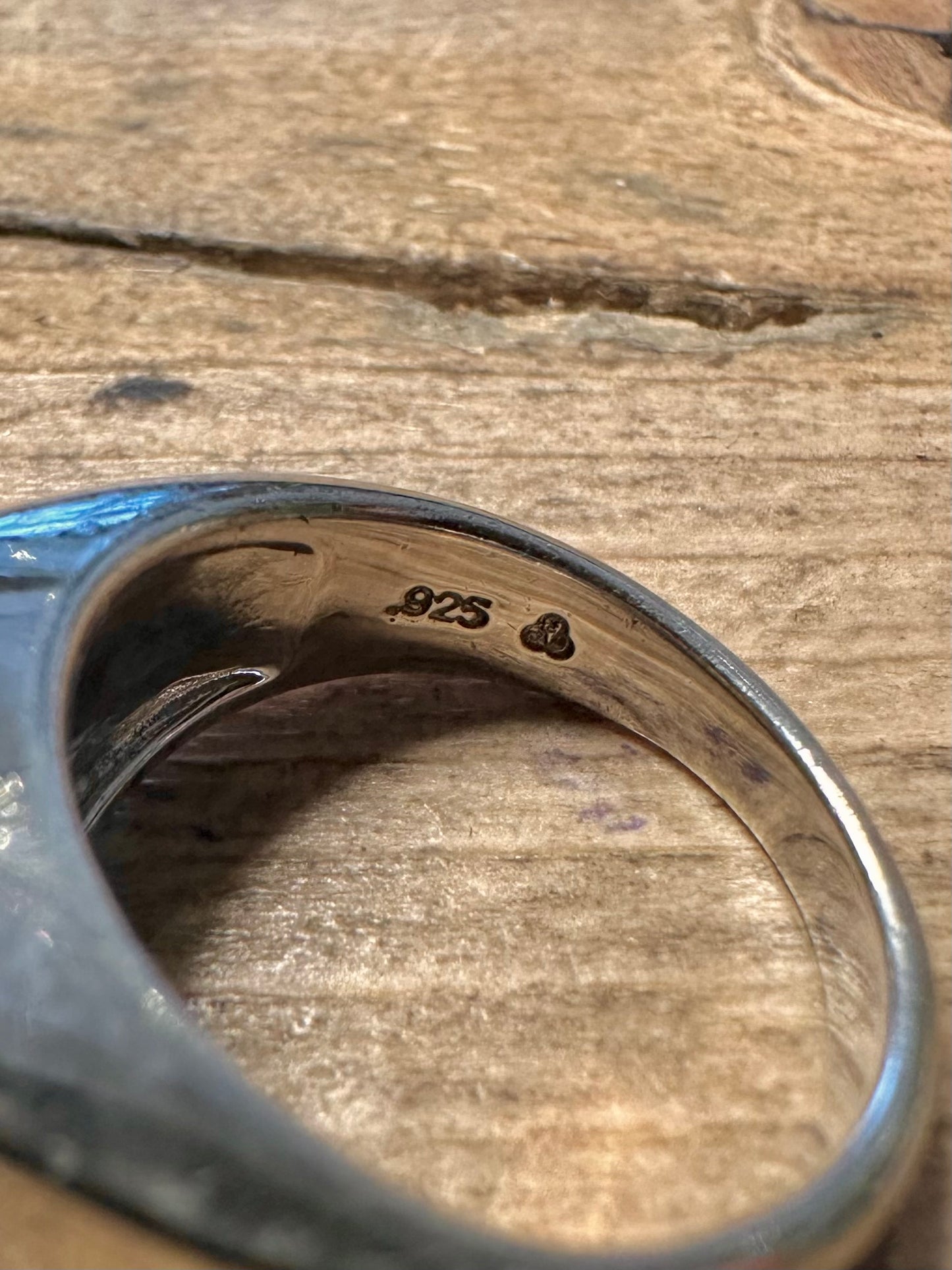 Abstract Blue Dichroic 925 Silver Size P Ring