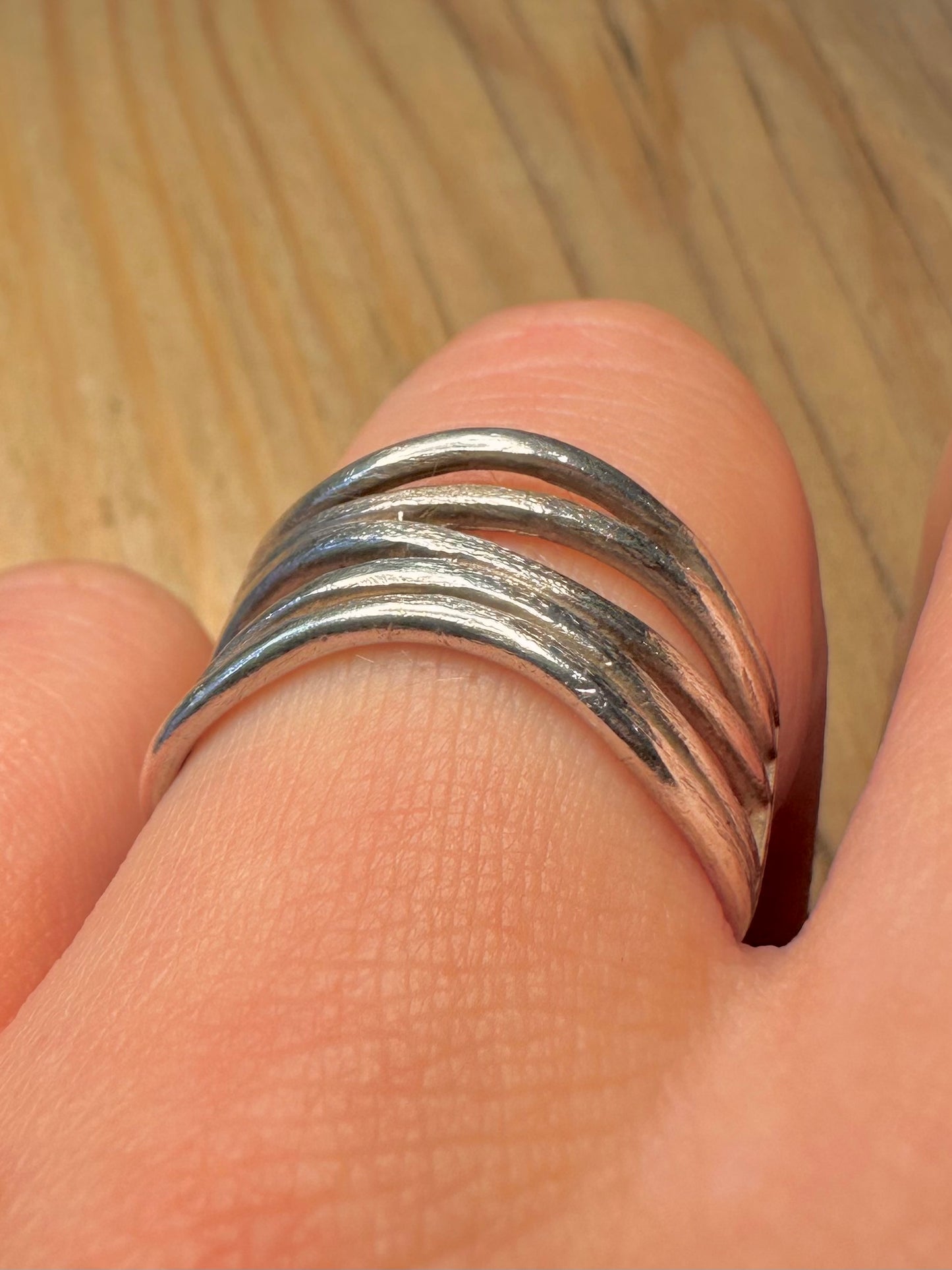 Abstract Wavy 925 Sterling Silver Size R Ring