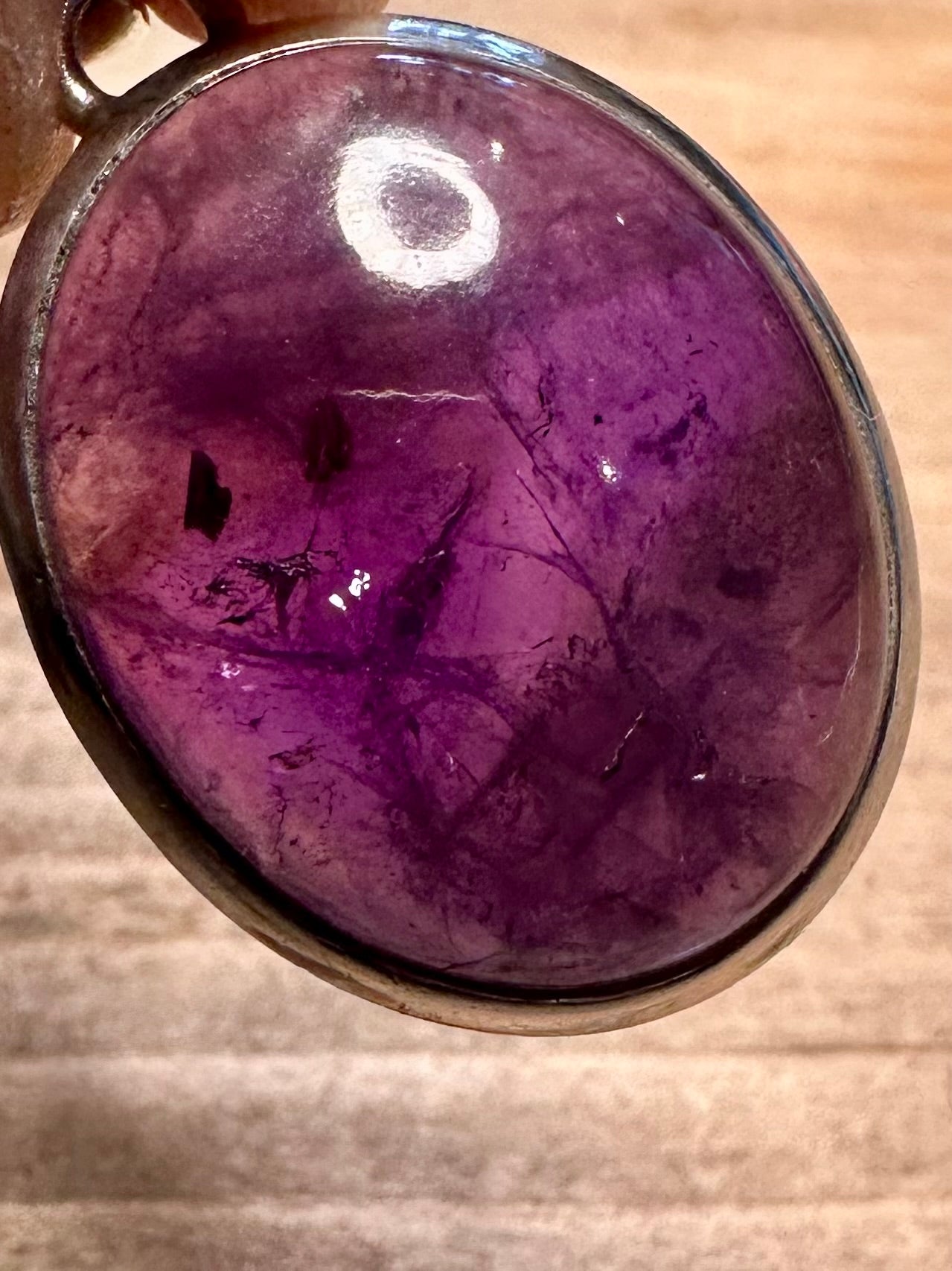Vintage Oval Amethyst 925 Silver Pendant