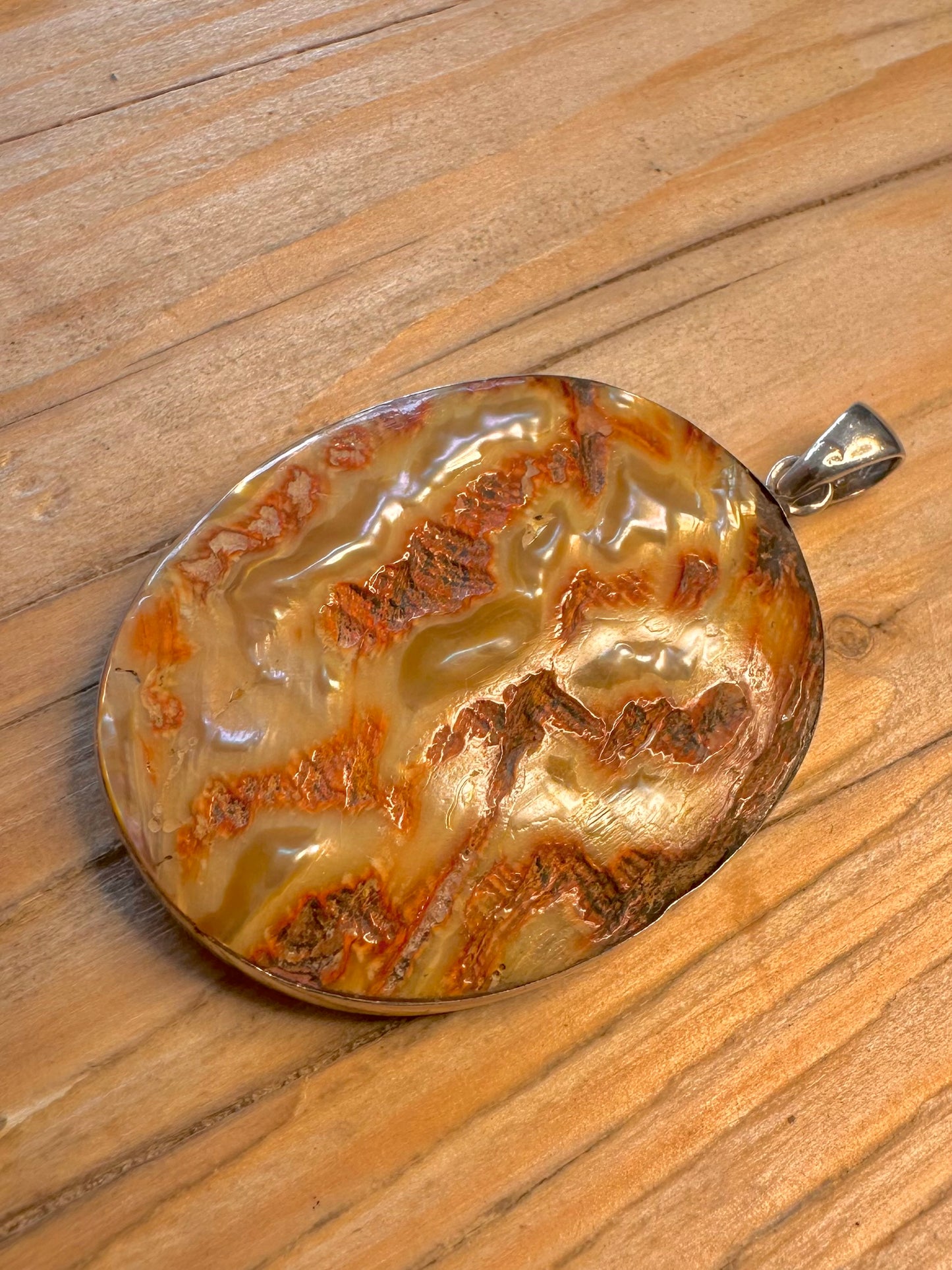 Vintage Pseudomorph Agate 925 Sterling Silver Pendant