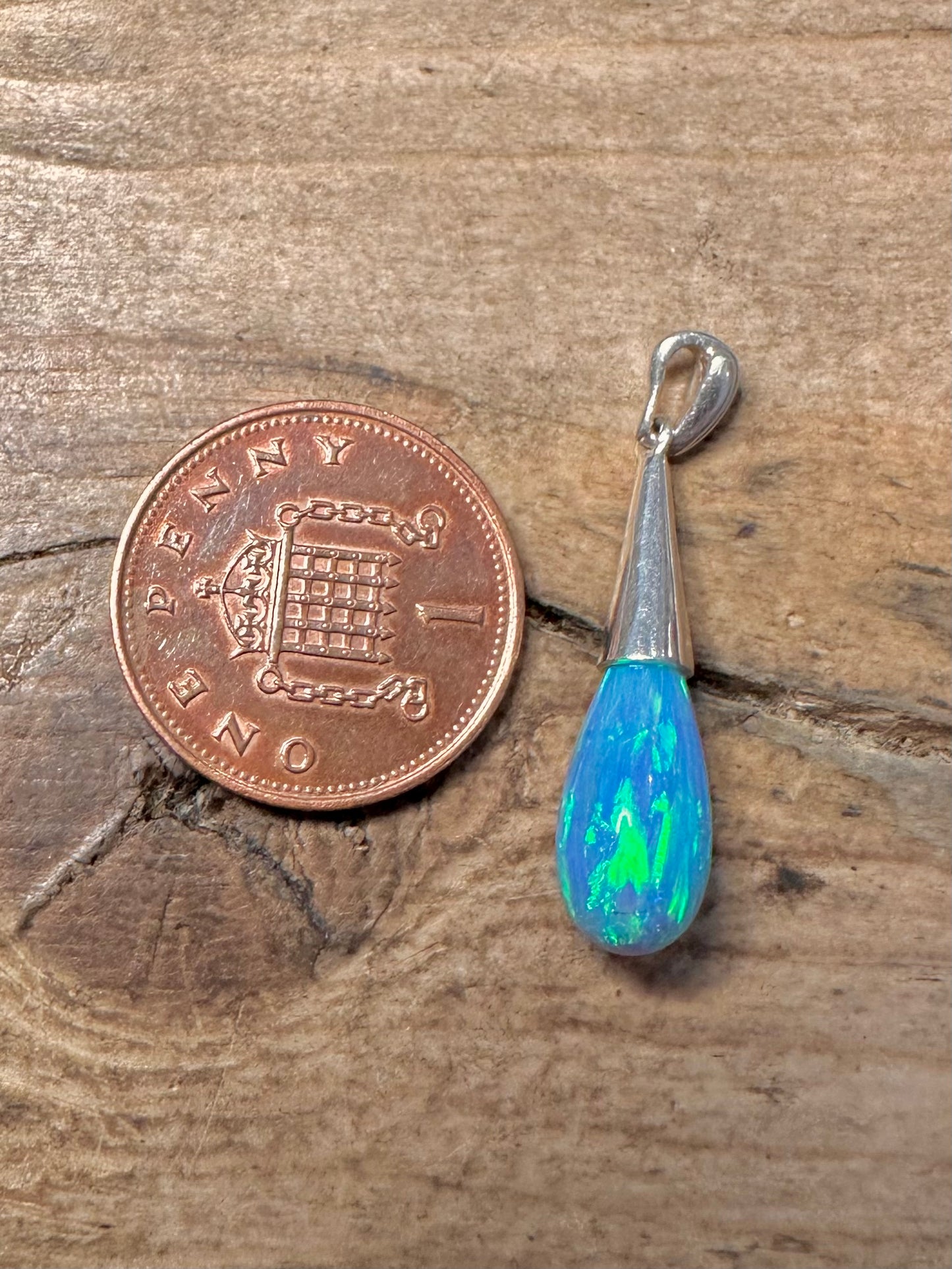 Modern 2020 Blue Opal 925 Silver Pendant