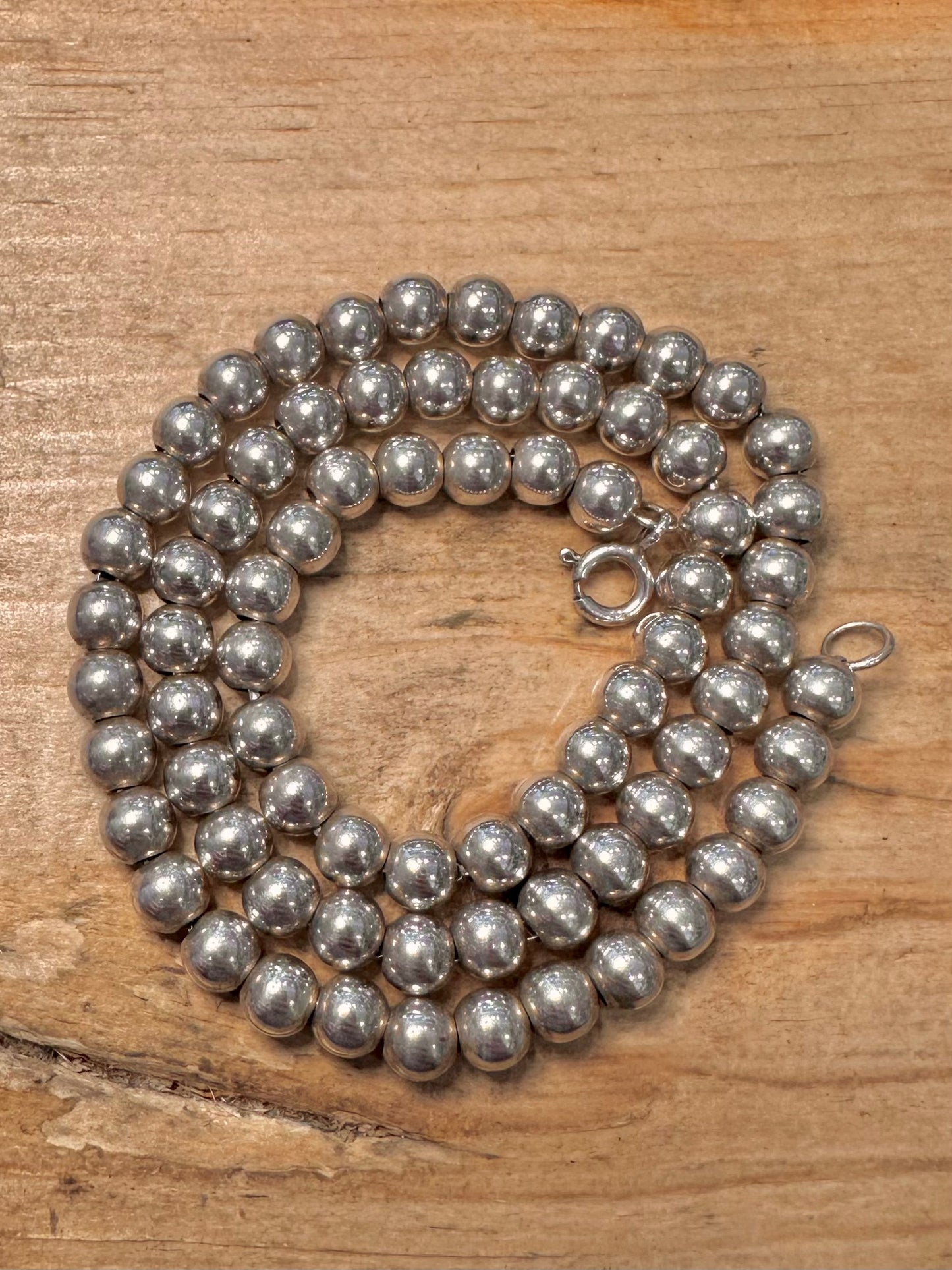 Vintage Chunky Ball Chain 925 Silver 17 inch Necklace