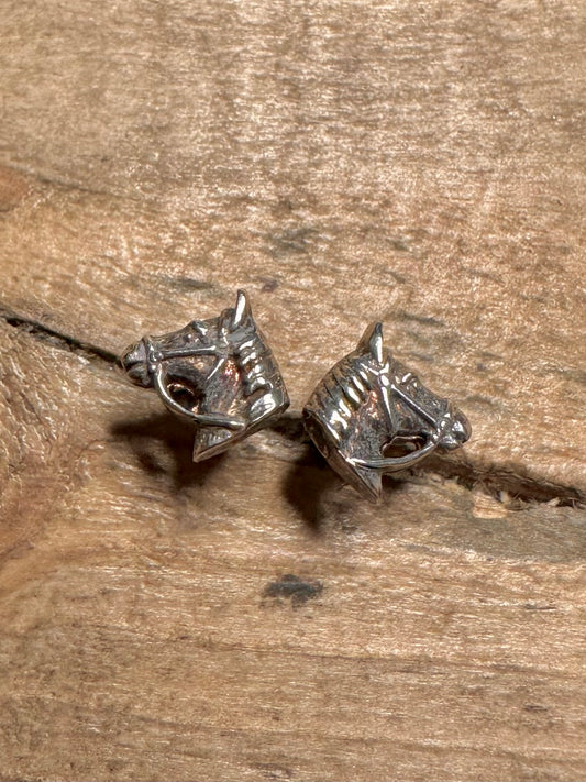 Vintage Horse Head Studs 925 Silver Earrings