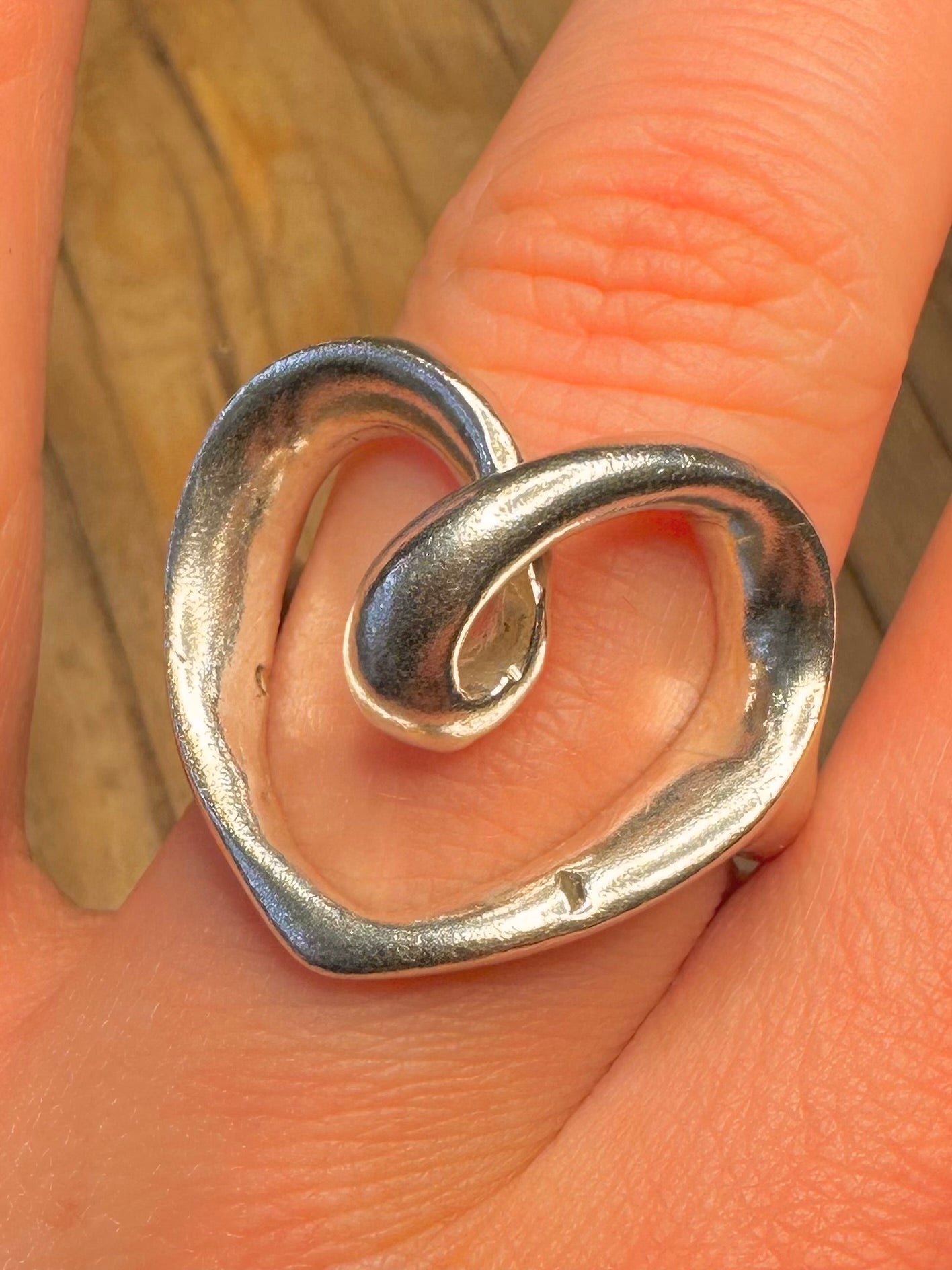 Abstract Heart 925 Sterling Silver Size U Ring