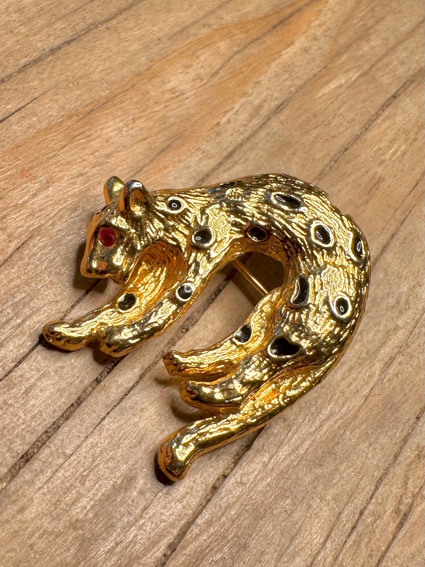 Vintage Cartier Panther Style Gold Tone Costume Brooch Pendant