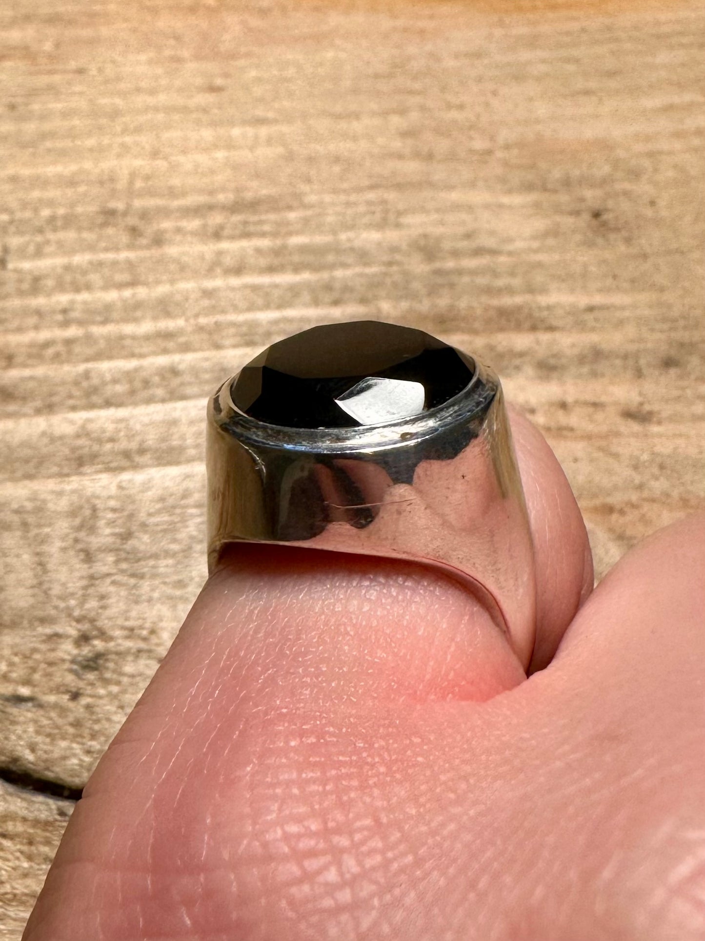 Vintage 1976 Smokey Quarts 925 Silver Size O Ring