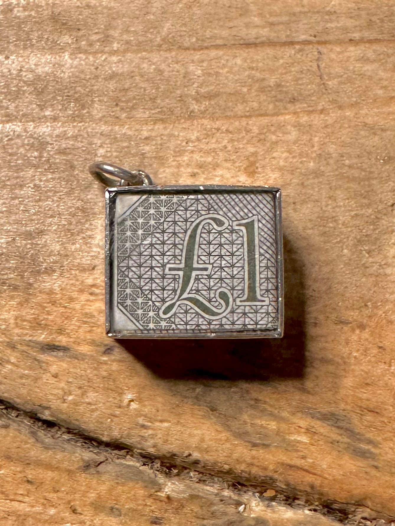 Vintage British Pound Note In Emergency Break Glass 925 Silver Charm Pendant