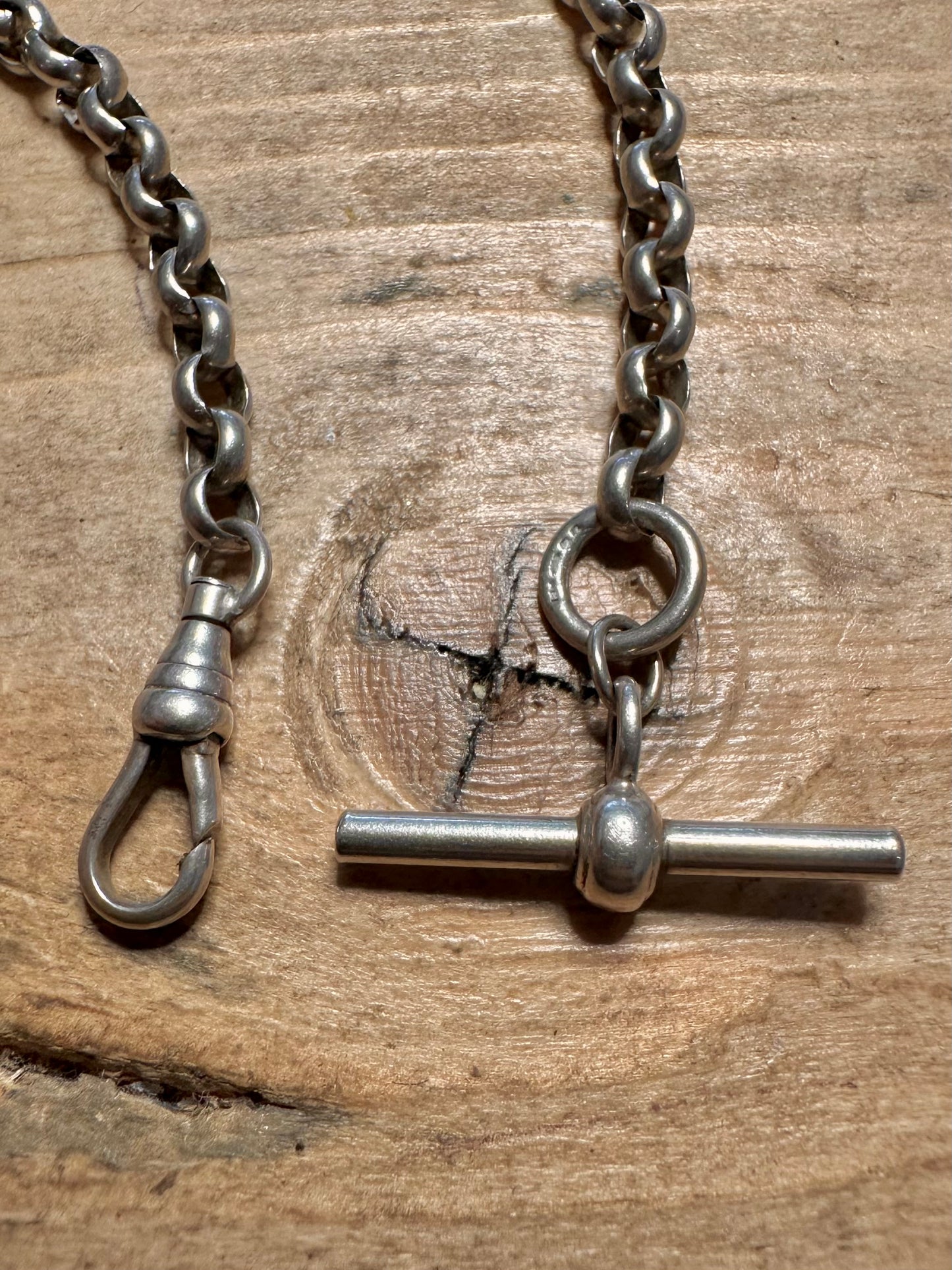 Vintage Belcher Chain T Bar Albert Clasp 925 Silver 7.5 inch Bracelet