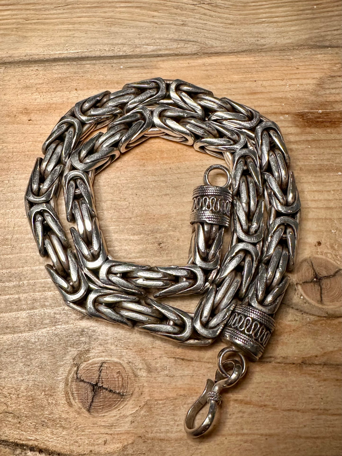 Vintage Chunky Byzantine Heavy Hook Clasp 925 Silver 20 inch Necklace
