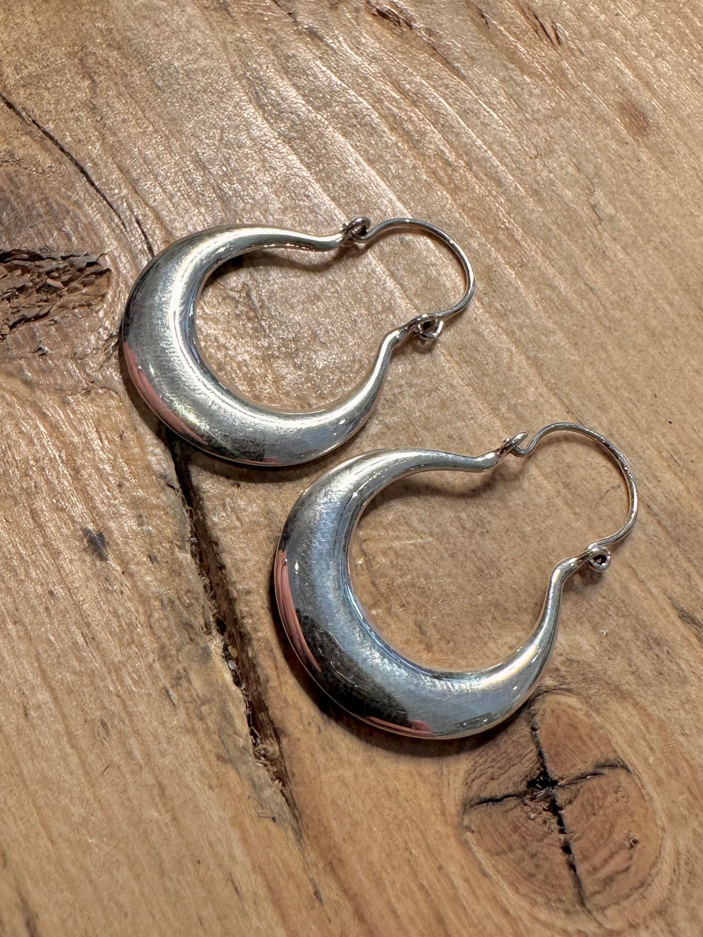 Modern Chunky Hoops 925 Silver Earrings