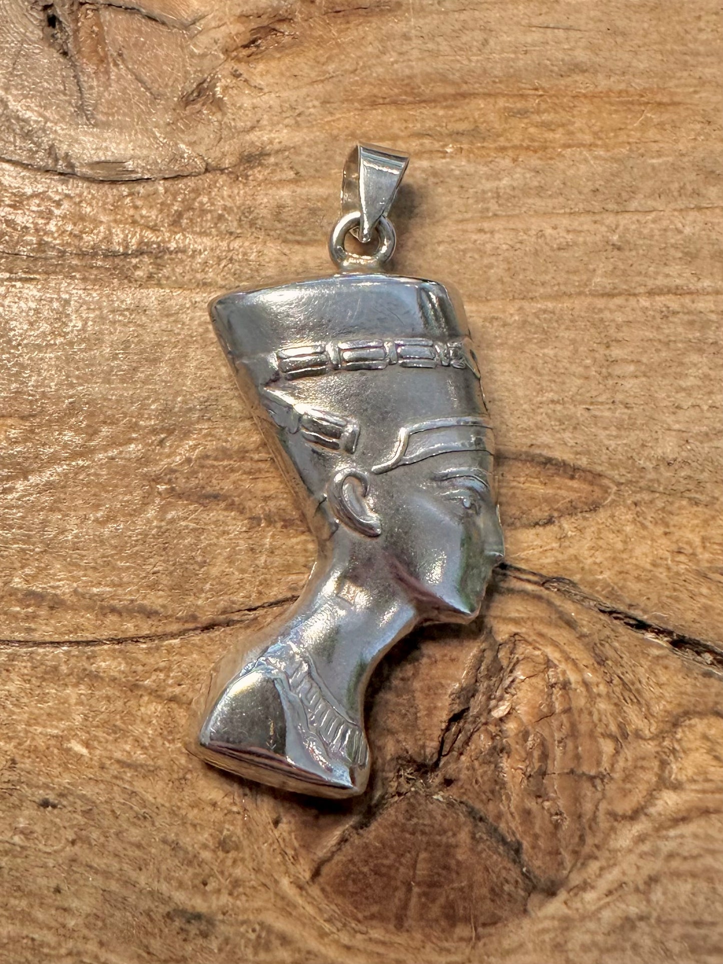 Vintage Egyptian Nefertiti Head 925 Silver Pendant