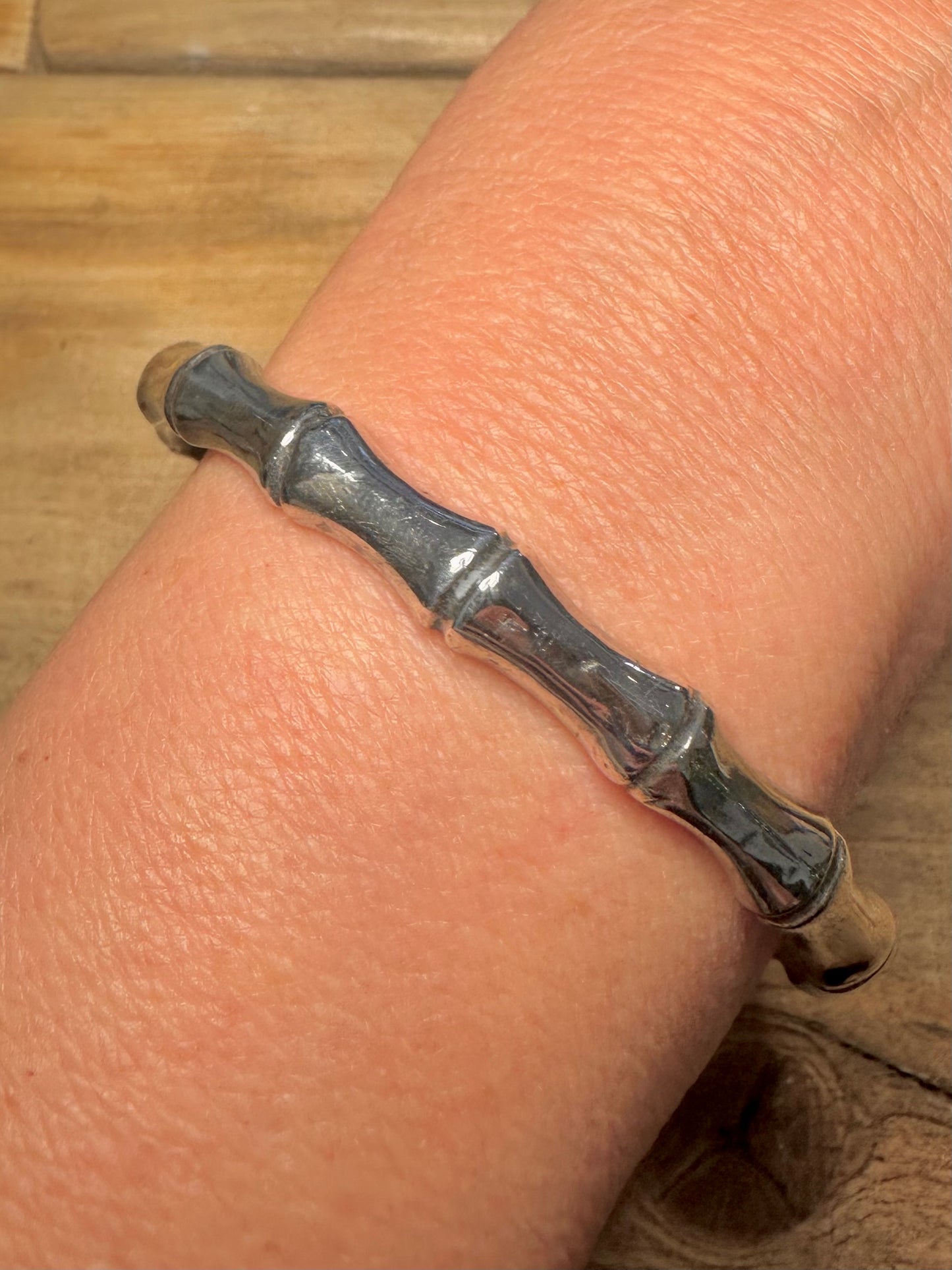 Vintage 1947 Bamboo Style 925 Silver Bangle