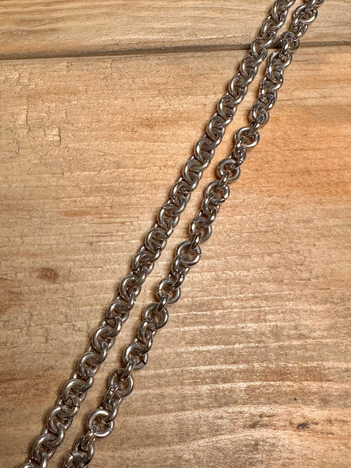 Vintage Chunky Oval Link 925 Silver 19.5 inch Necklace