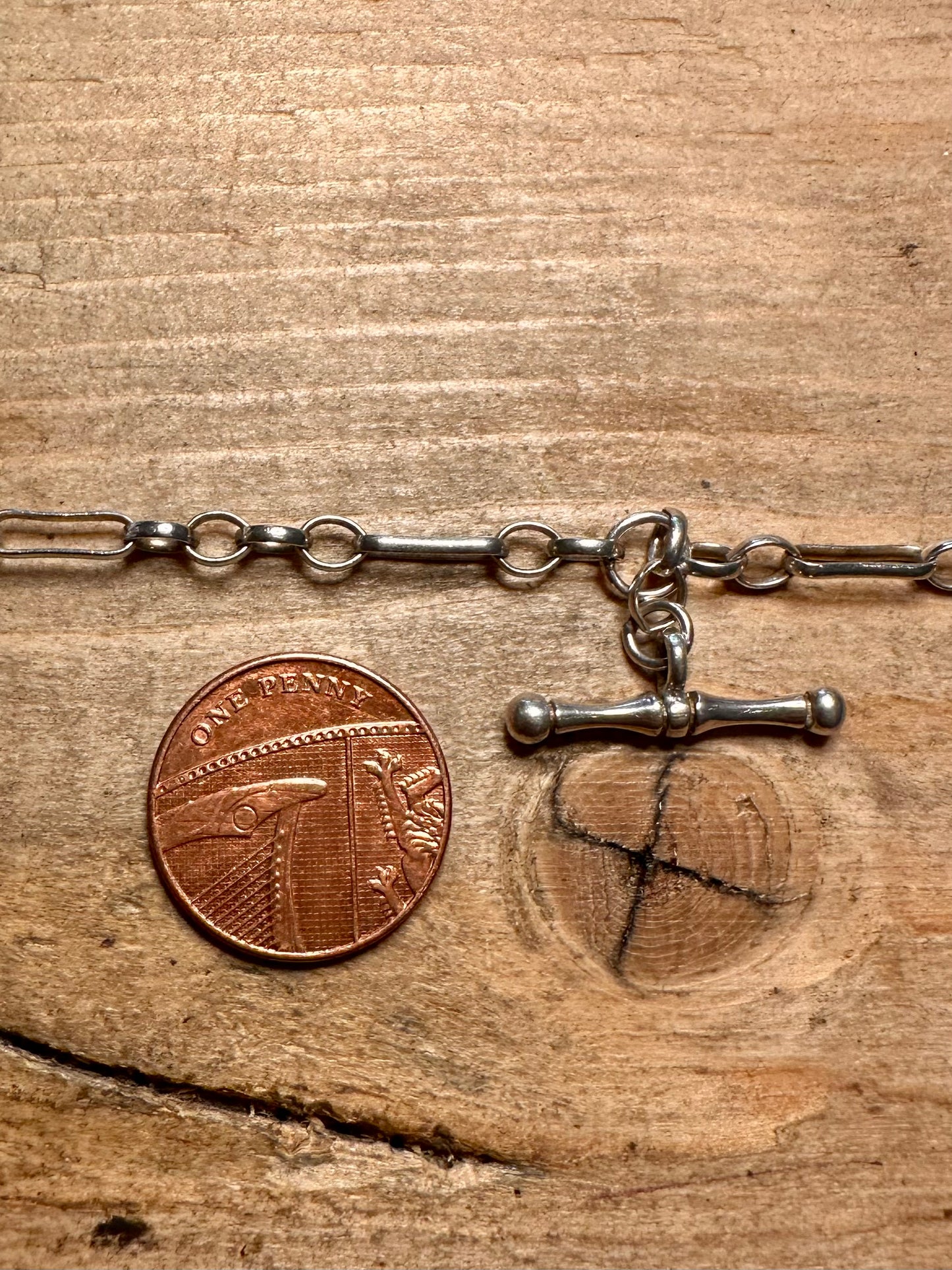Vintage Trombone Link T Bar 925 Silver 18.3 inch Necklace