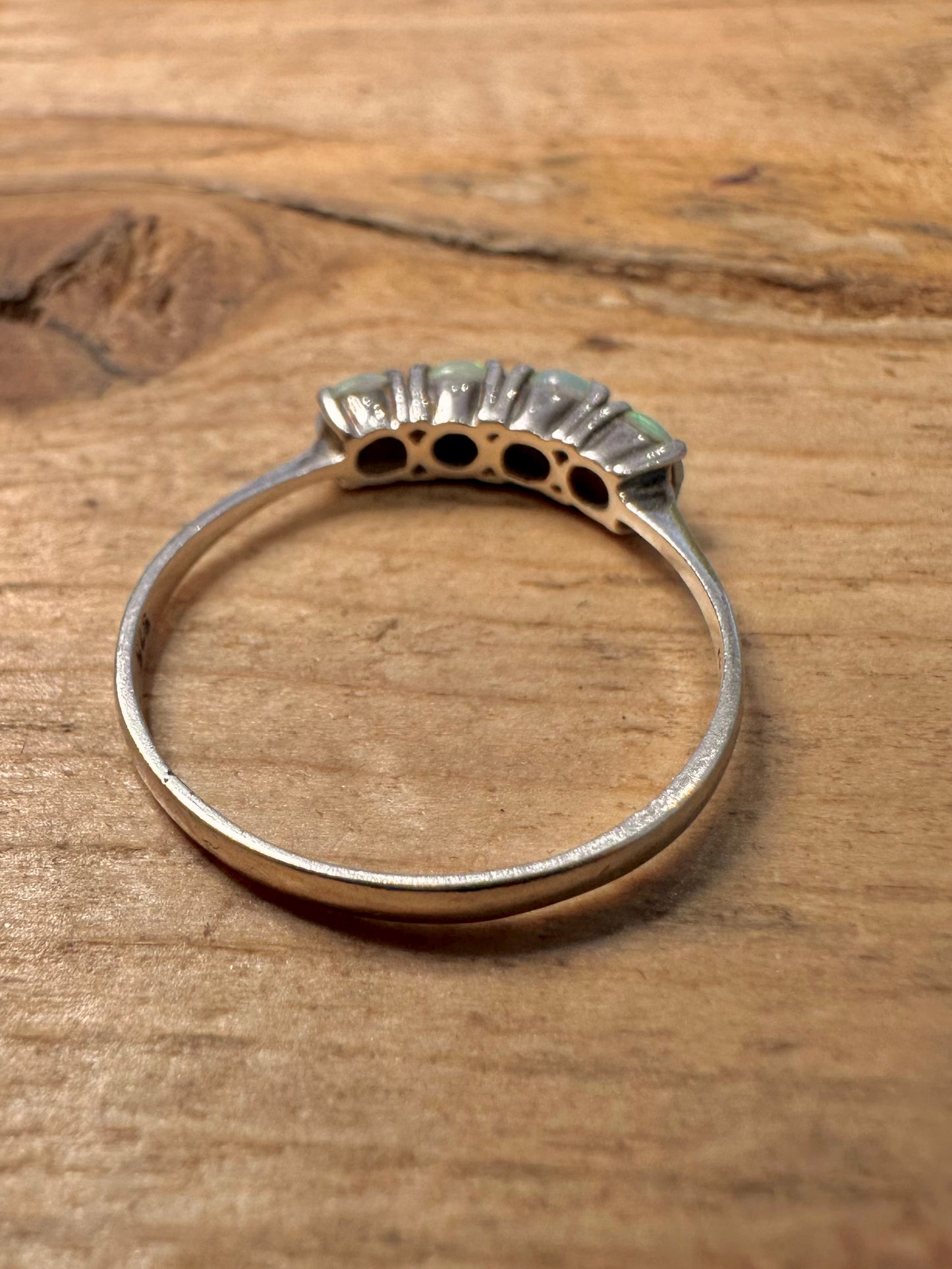 Vintage Opal 925 Silver Size T Ring