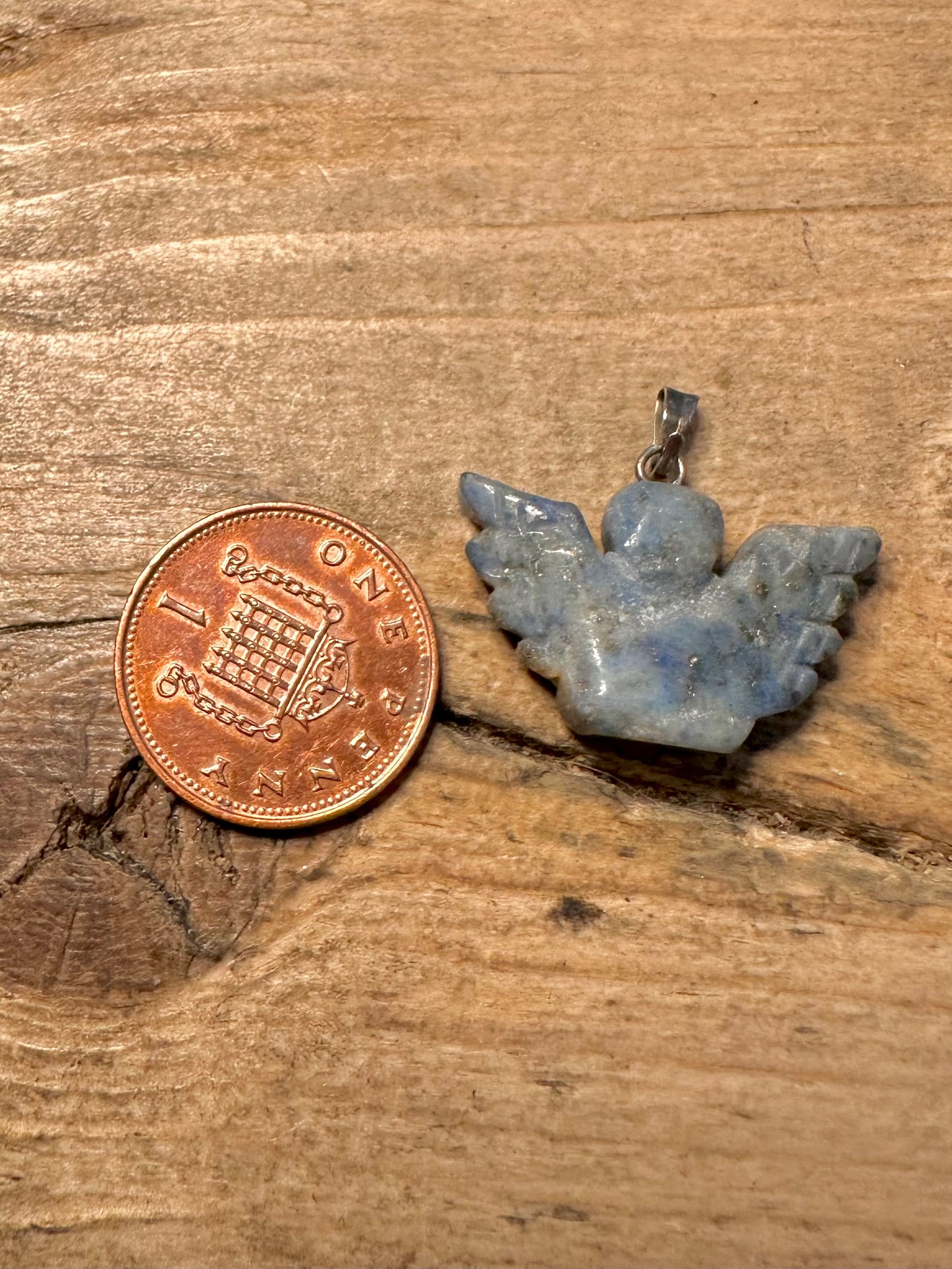 Vintage Blue Angel Stone 925 Silver Pendant