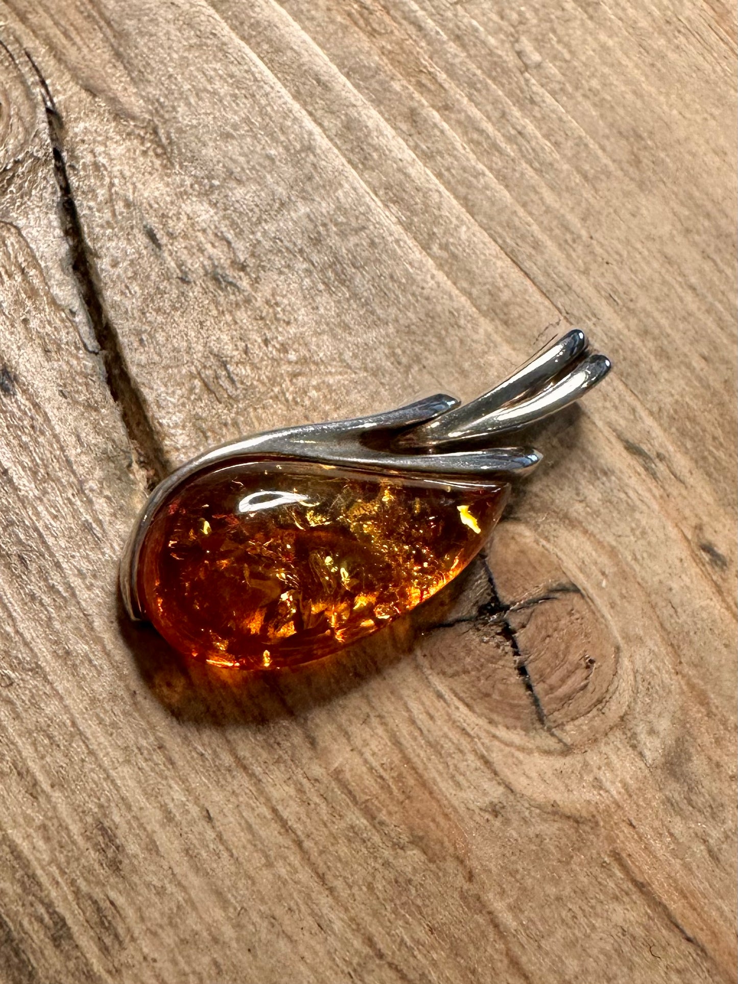 Abstract Amber 925 Silver Pendant