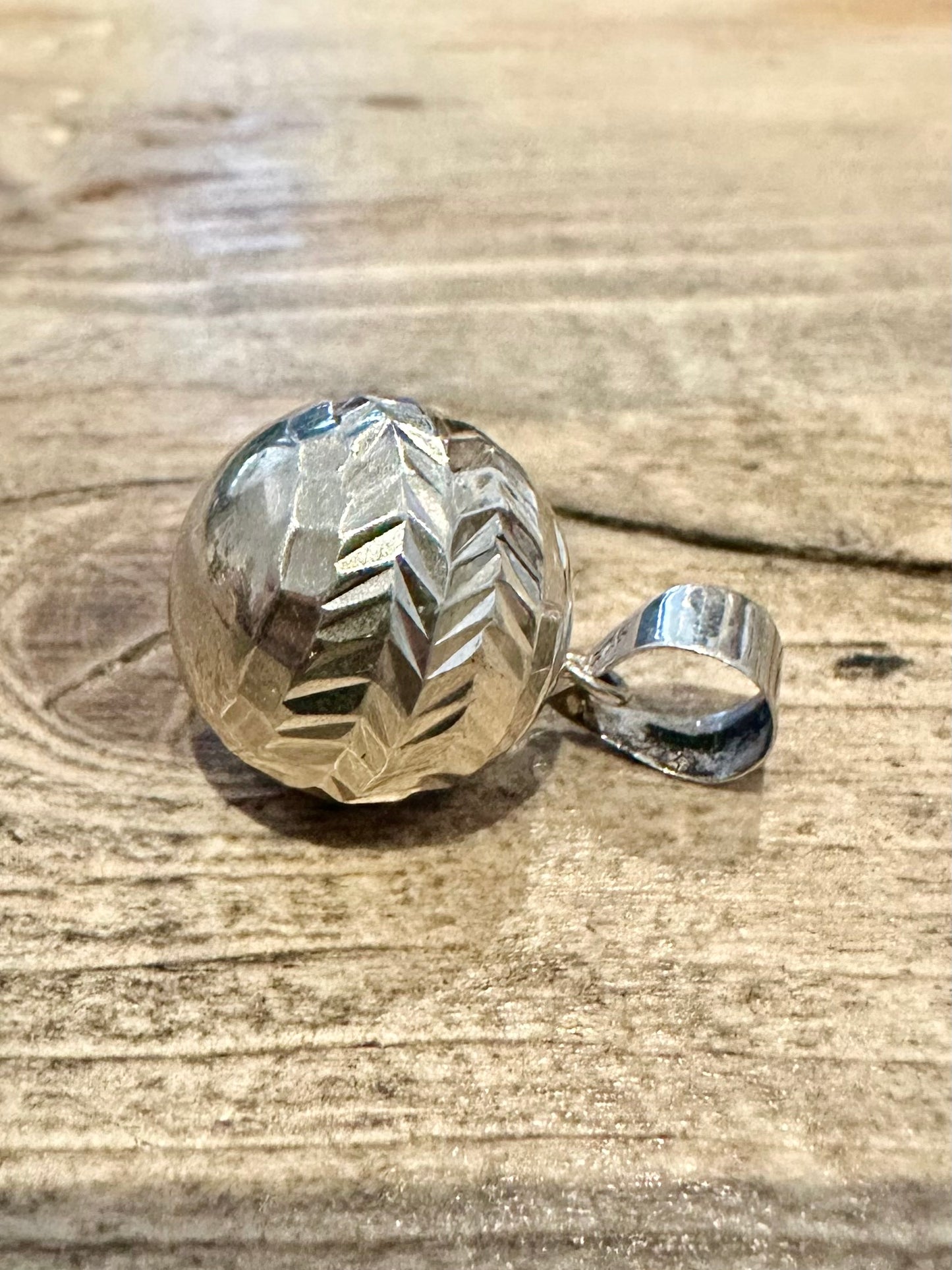 Vintage Engraved Chime Ball 925 Silver Pendant