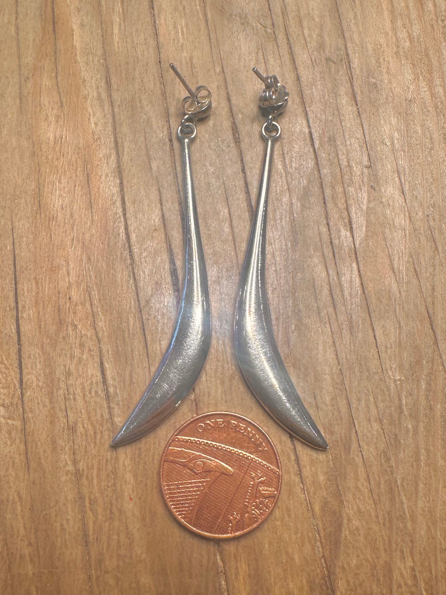 Abstract Long Dangle 925 Sterling Silver Earrings