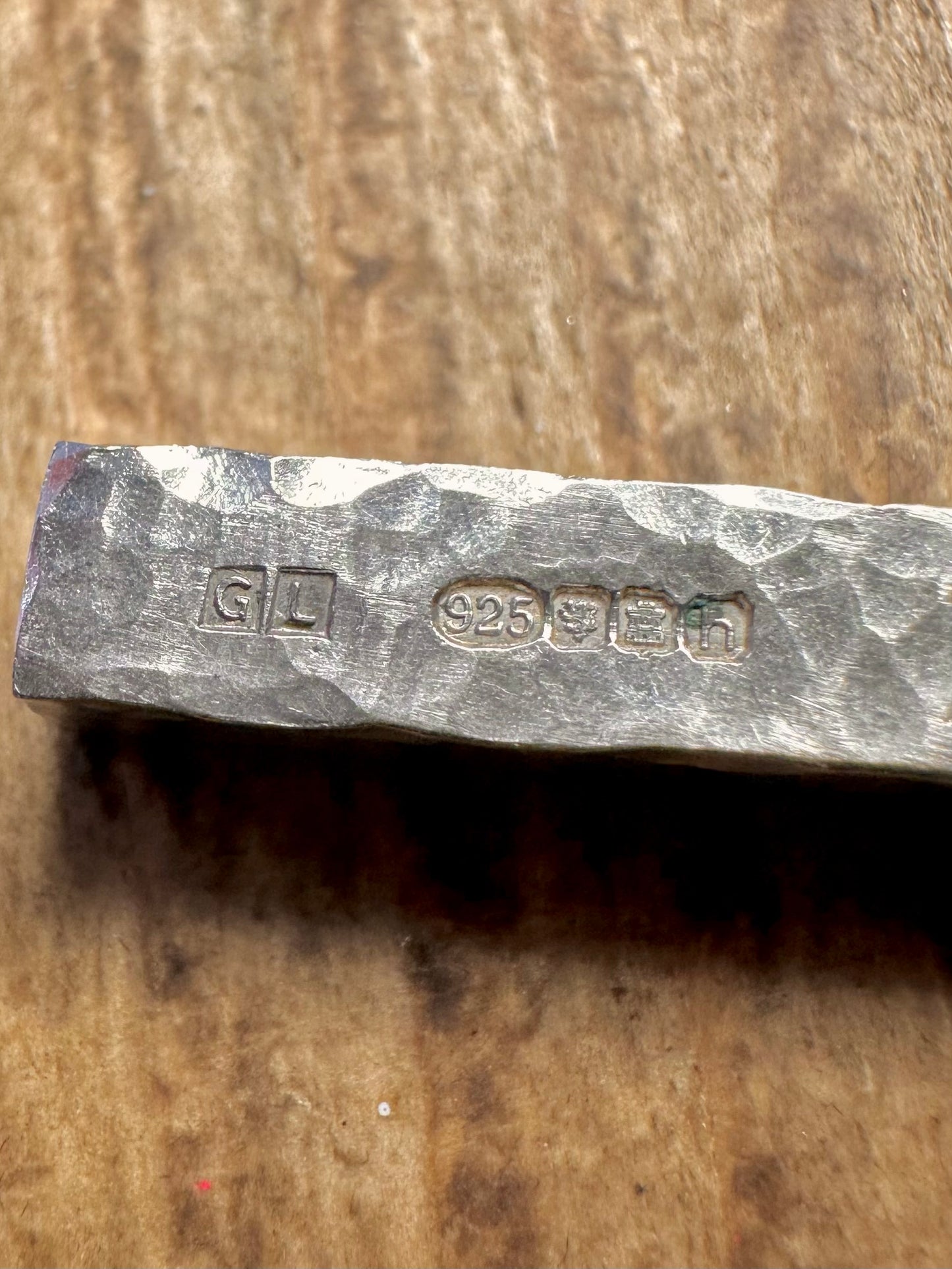 Hammered Textured 2007 Rectangle Edinburgh 925 Sterling Silver Pendant