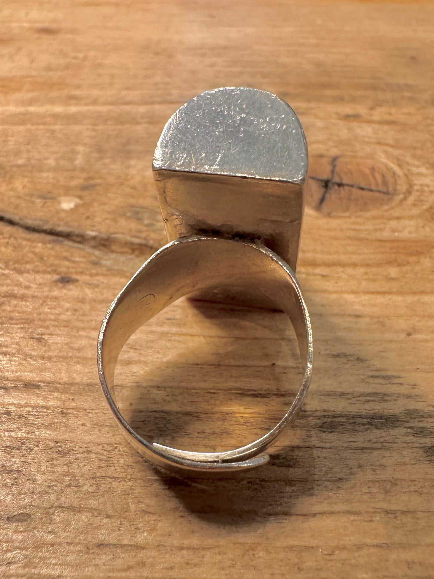 Modernist Amber Bar 925 Silver Size O1/2 Adjustable Ring