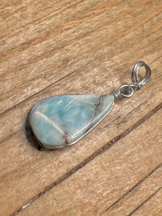 Modern Larimar 925 Sterling Silver Pendant
