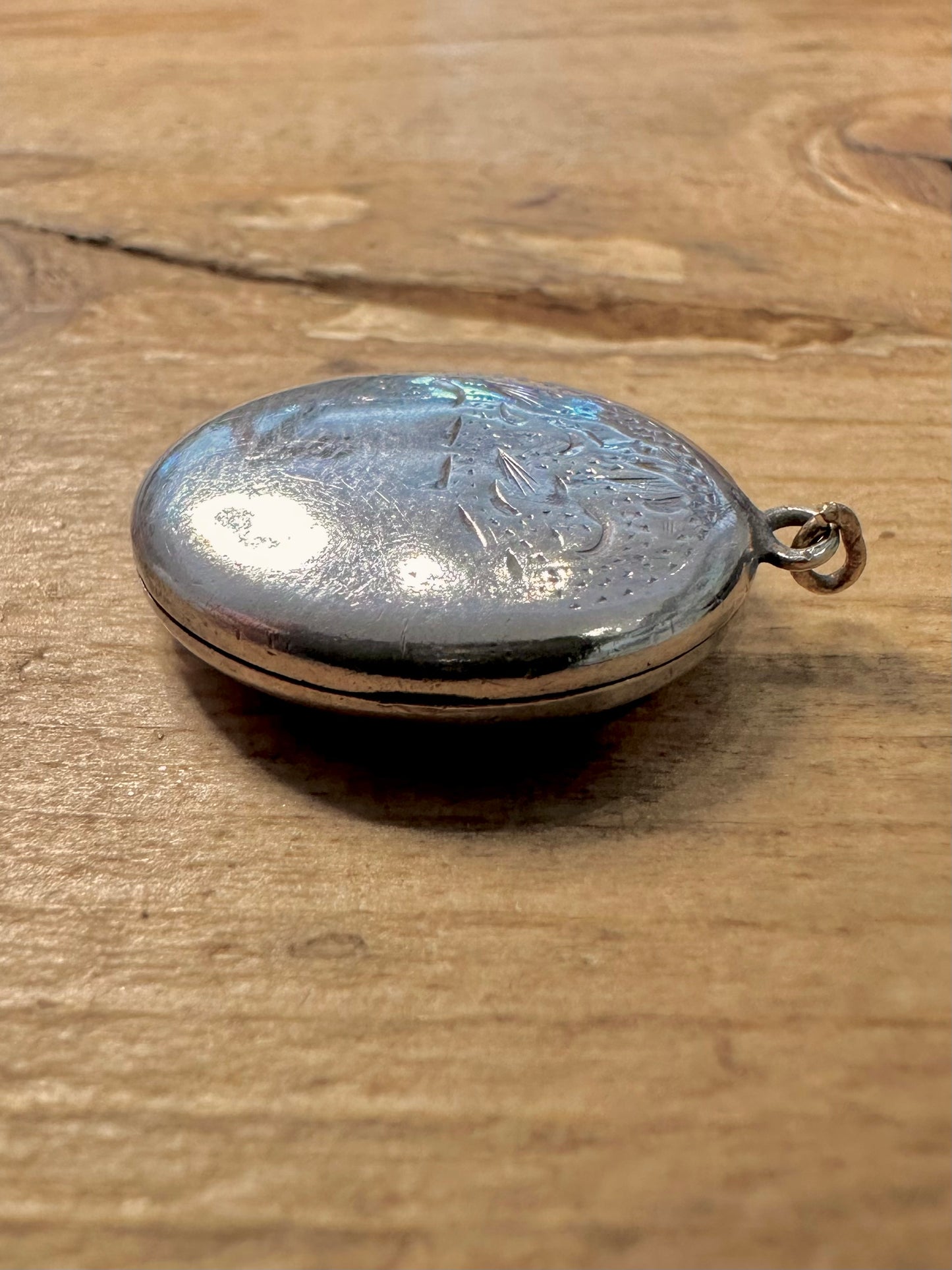 Vintage Engraved Oval 925 Silver Locket Pendant