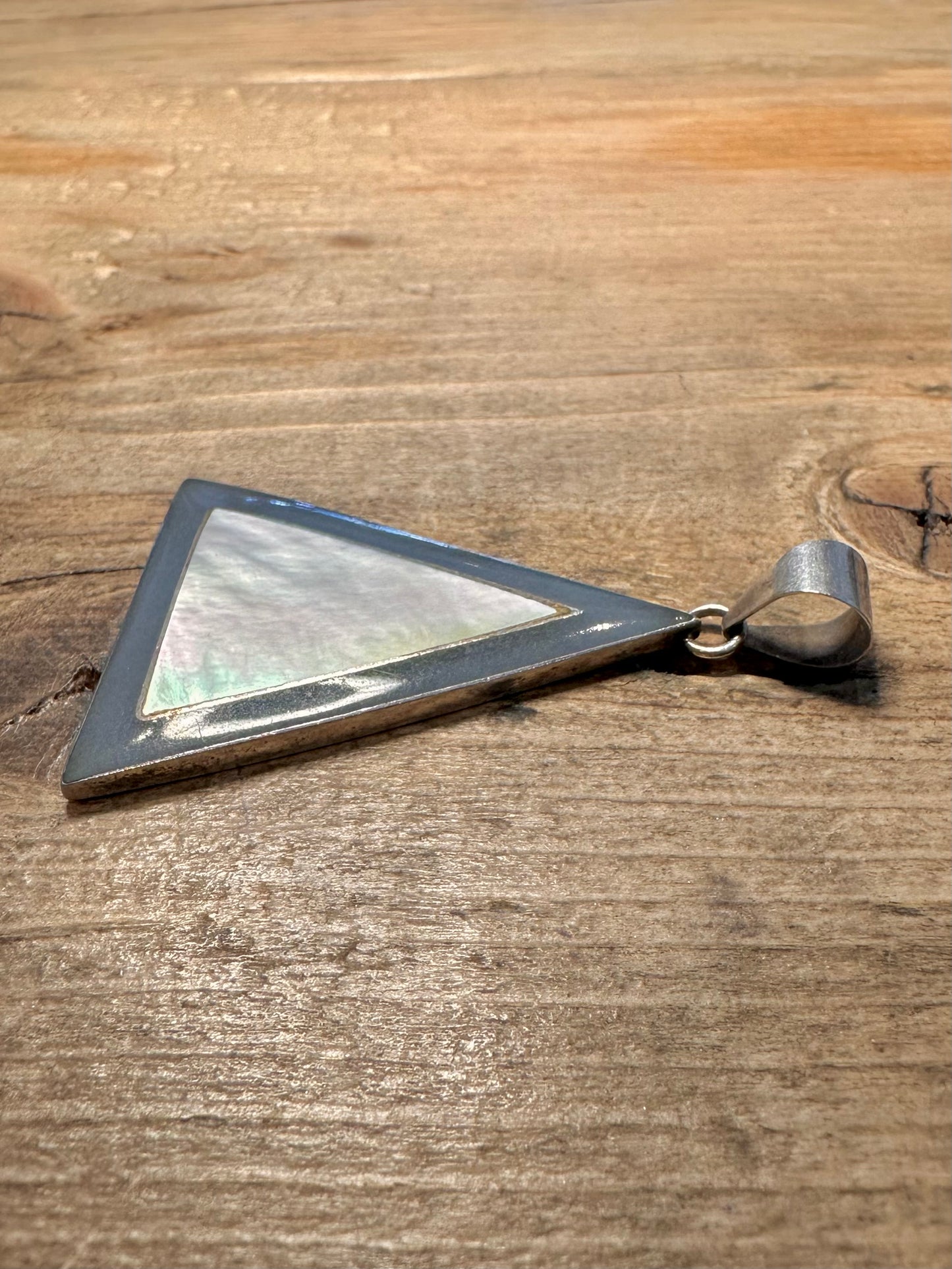 Abstract Mother of Pearl Triangle 925 Silver Pendant