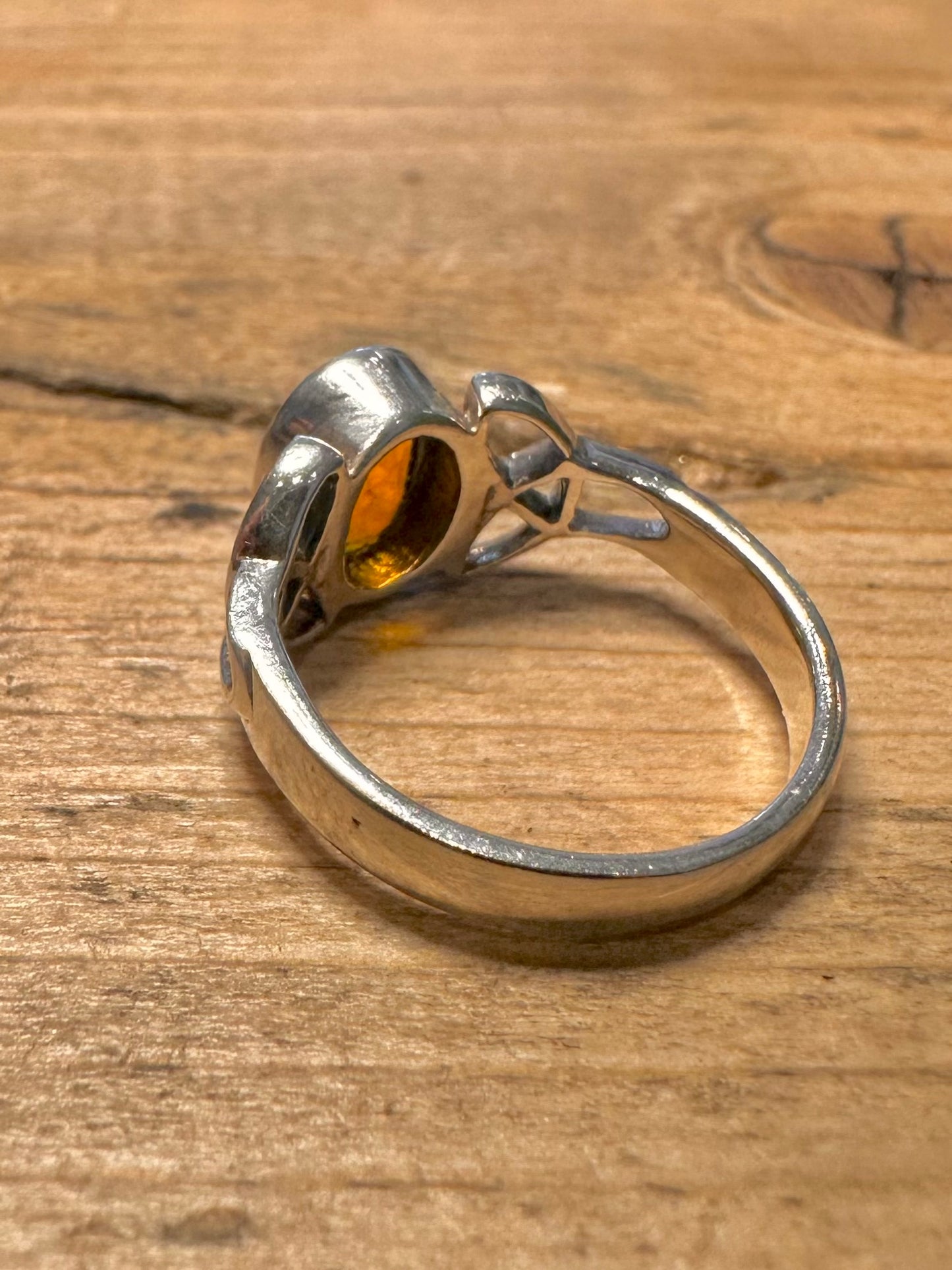 Vintage Citrine Celtic 925 Silver Size L Ring