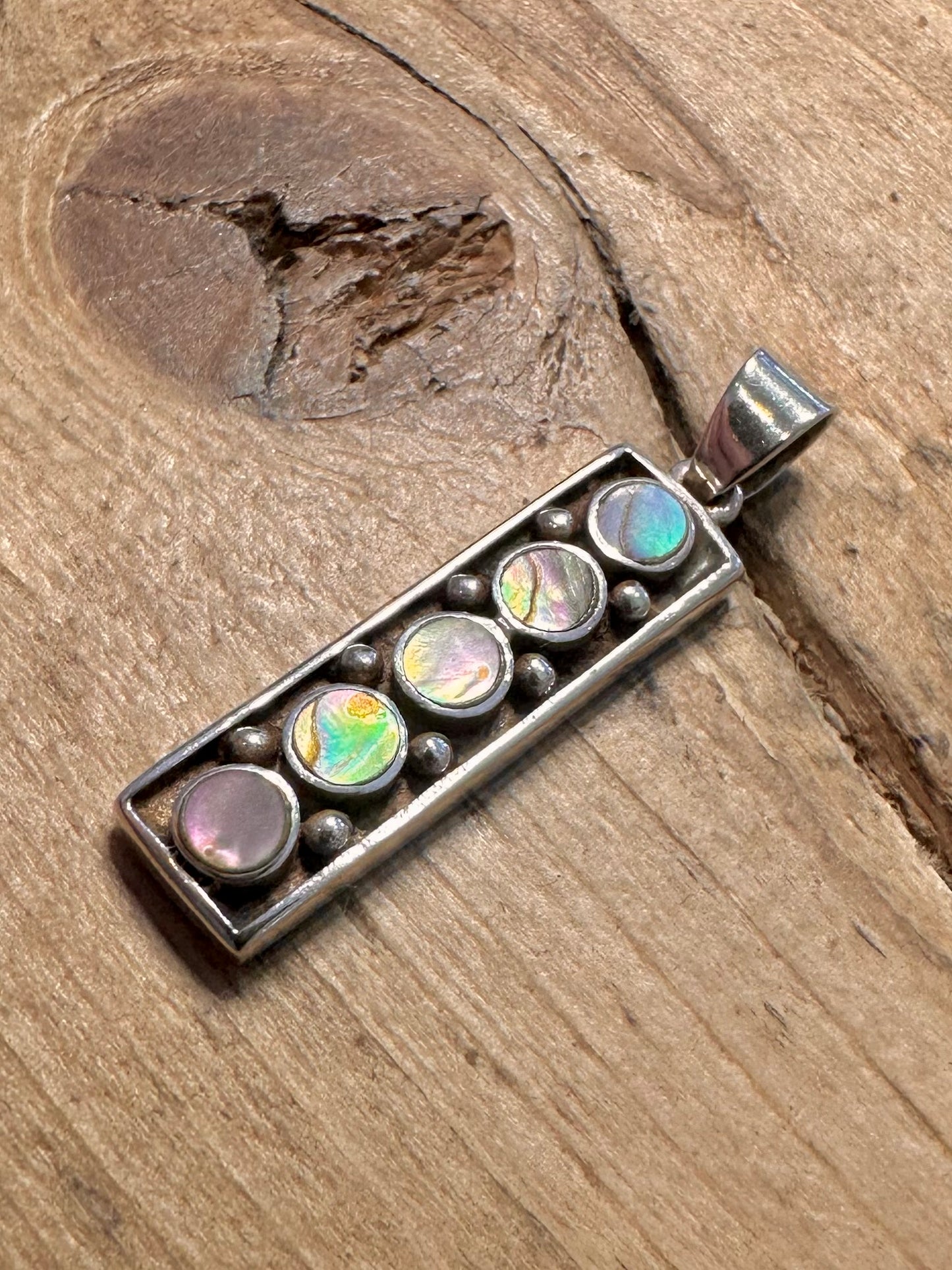 Abstract Abalone Rectangle 925 Silver Pendant