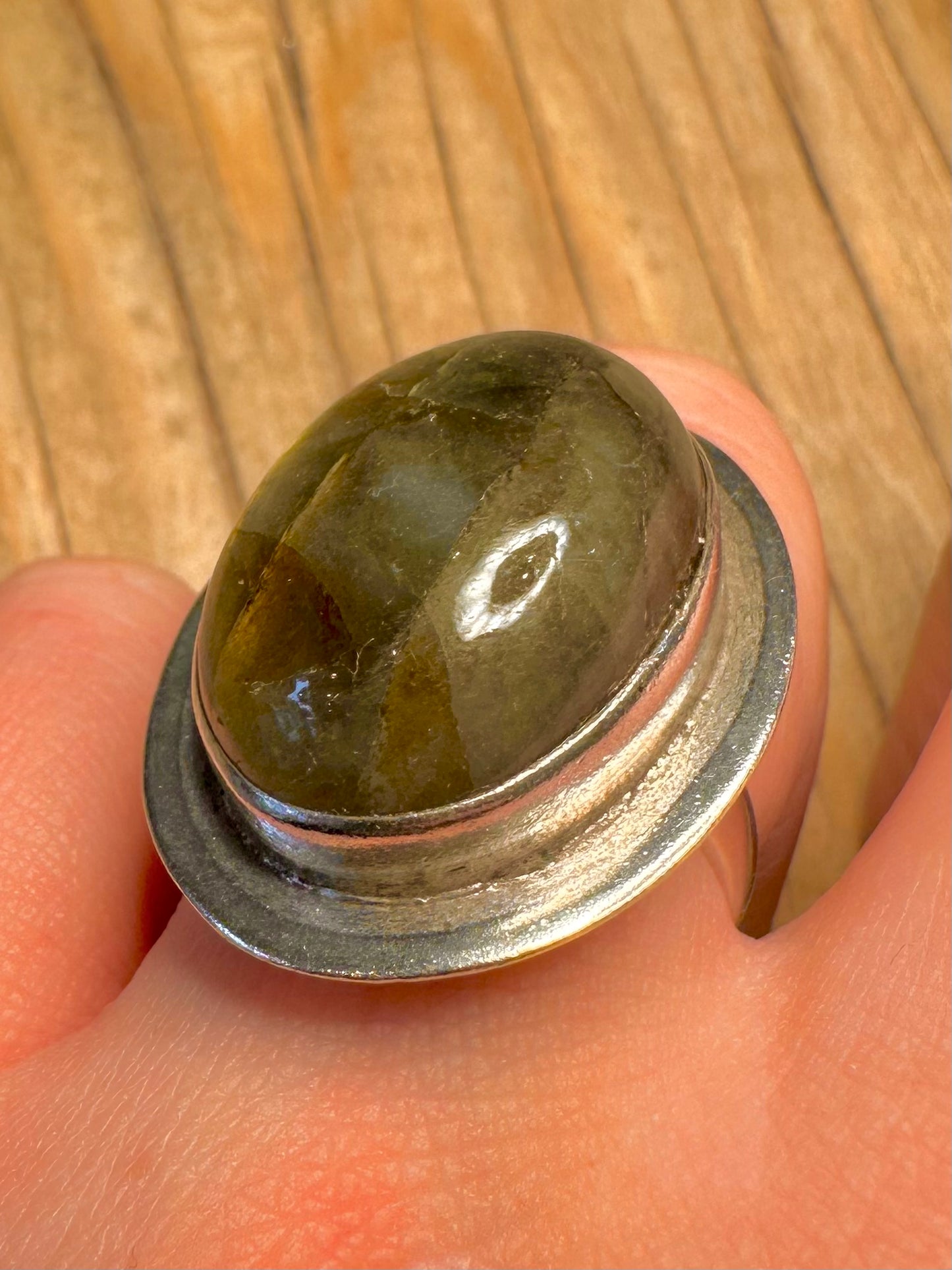 Vintage Labradorite Oval 925 Sterling Silver Size R Ring