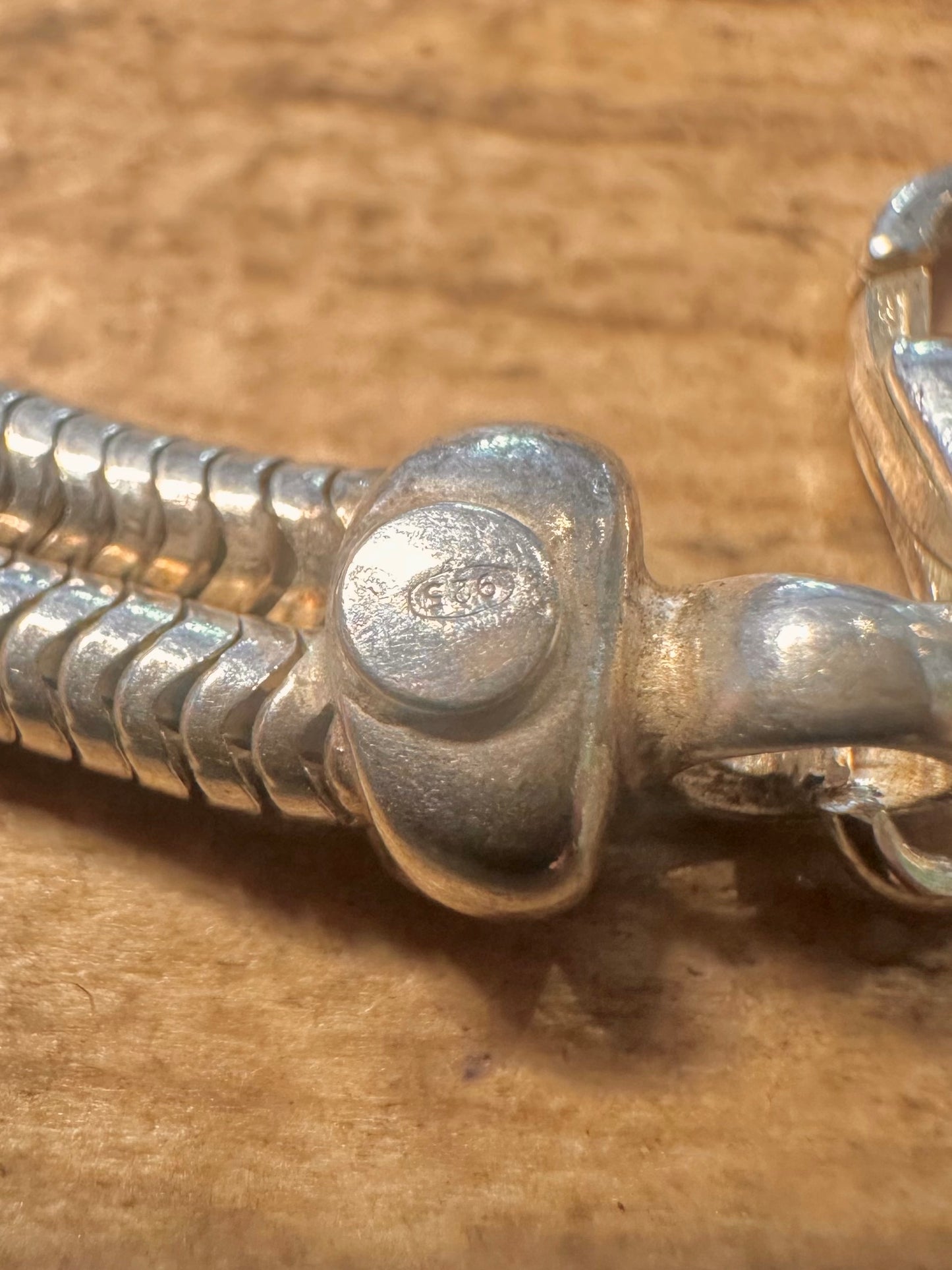 Vintage X Double Snake Chain 925 Silver 7 inch Bracelet