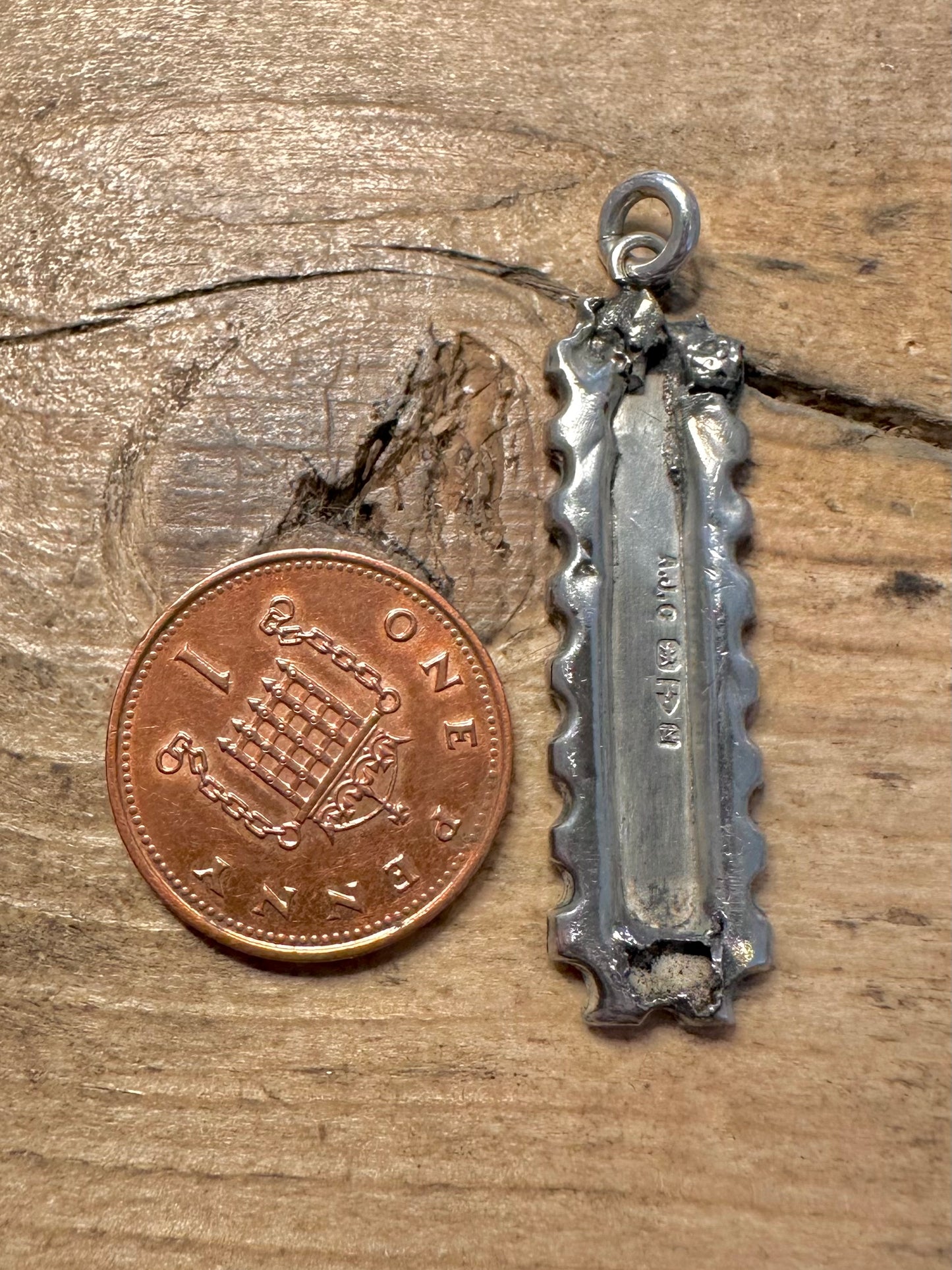Antique 1893 Floral Engraved Gold on 925 Silver Chester Pendant