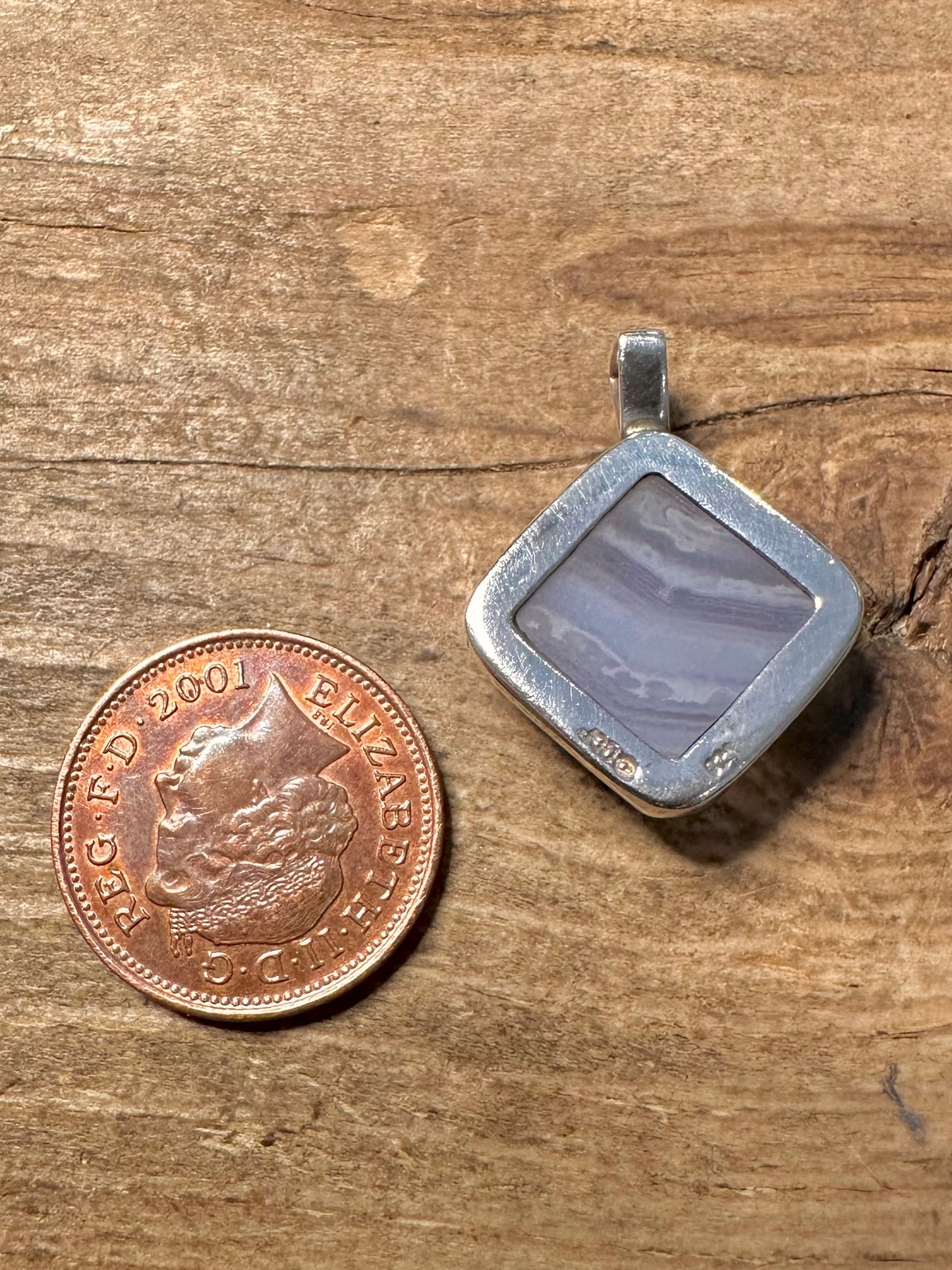 Vintage Lace Agate 925 Silver Pendant