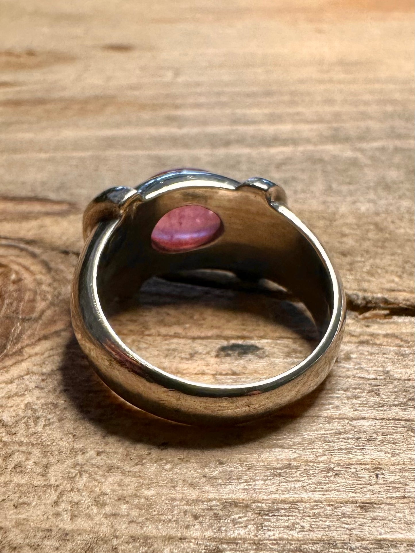 Vintage Pink Quarts Chunky 925 Silver Size O Ring