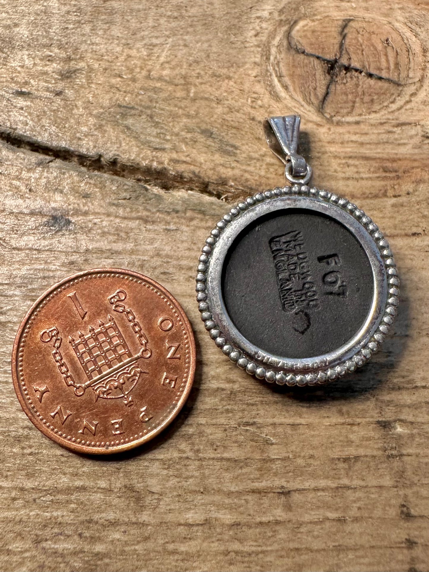 Vintage Black Wedgwood 925 Silver Made in England Pendant