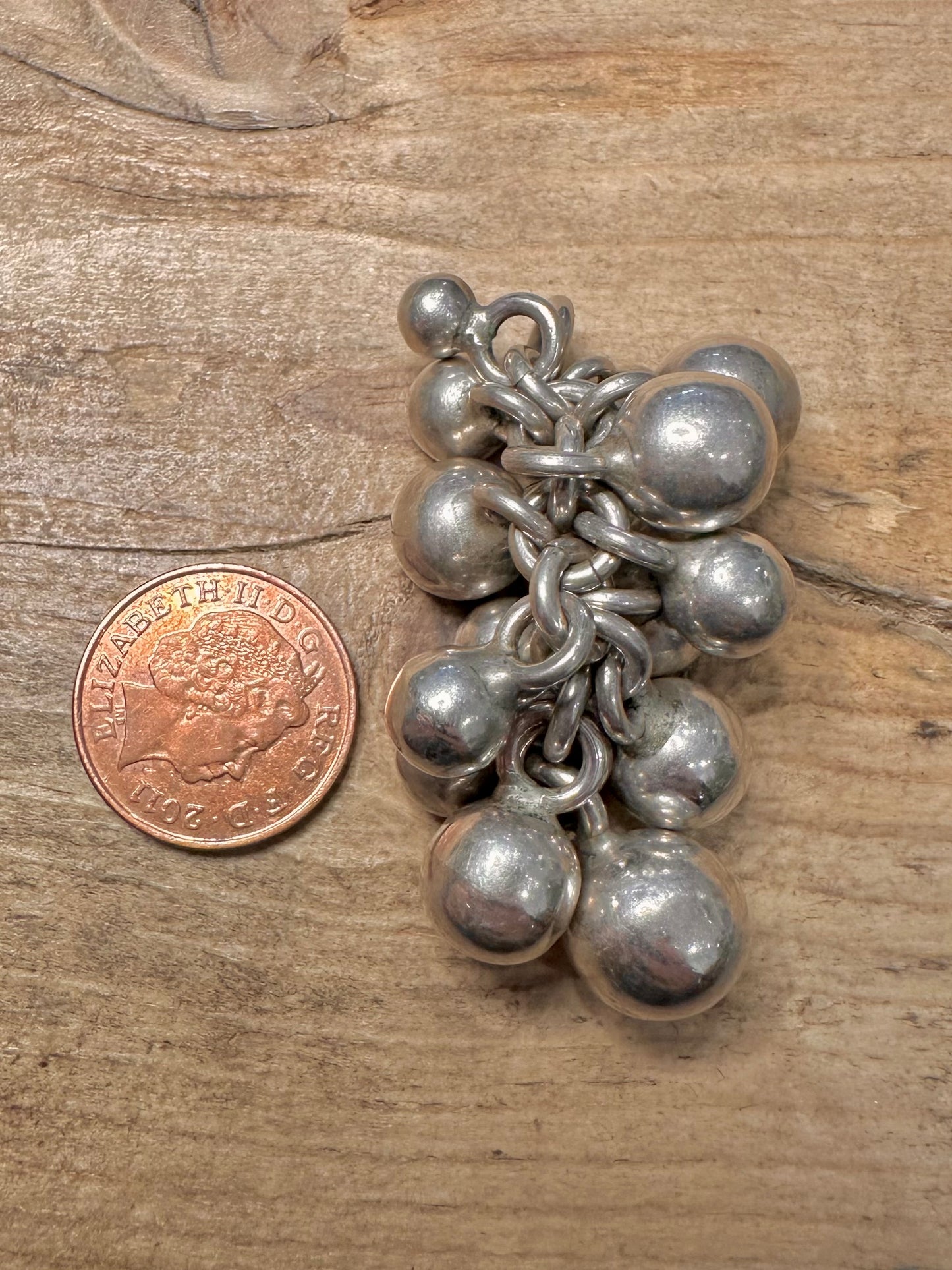 Abstract Handmade Heavy Ball Grape 925 Silver Pendant