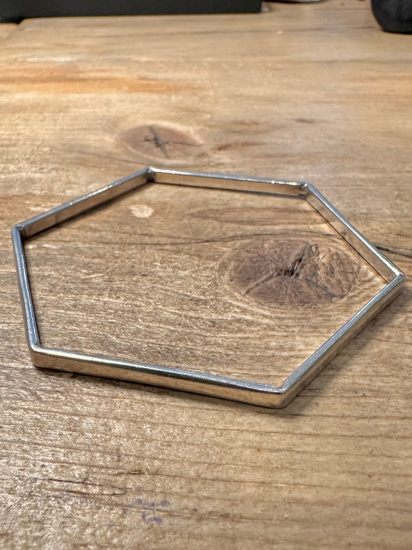 Vintage Hexagon 925 Silver Bangle