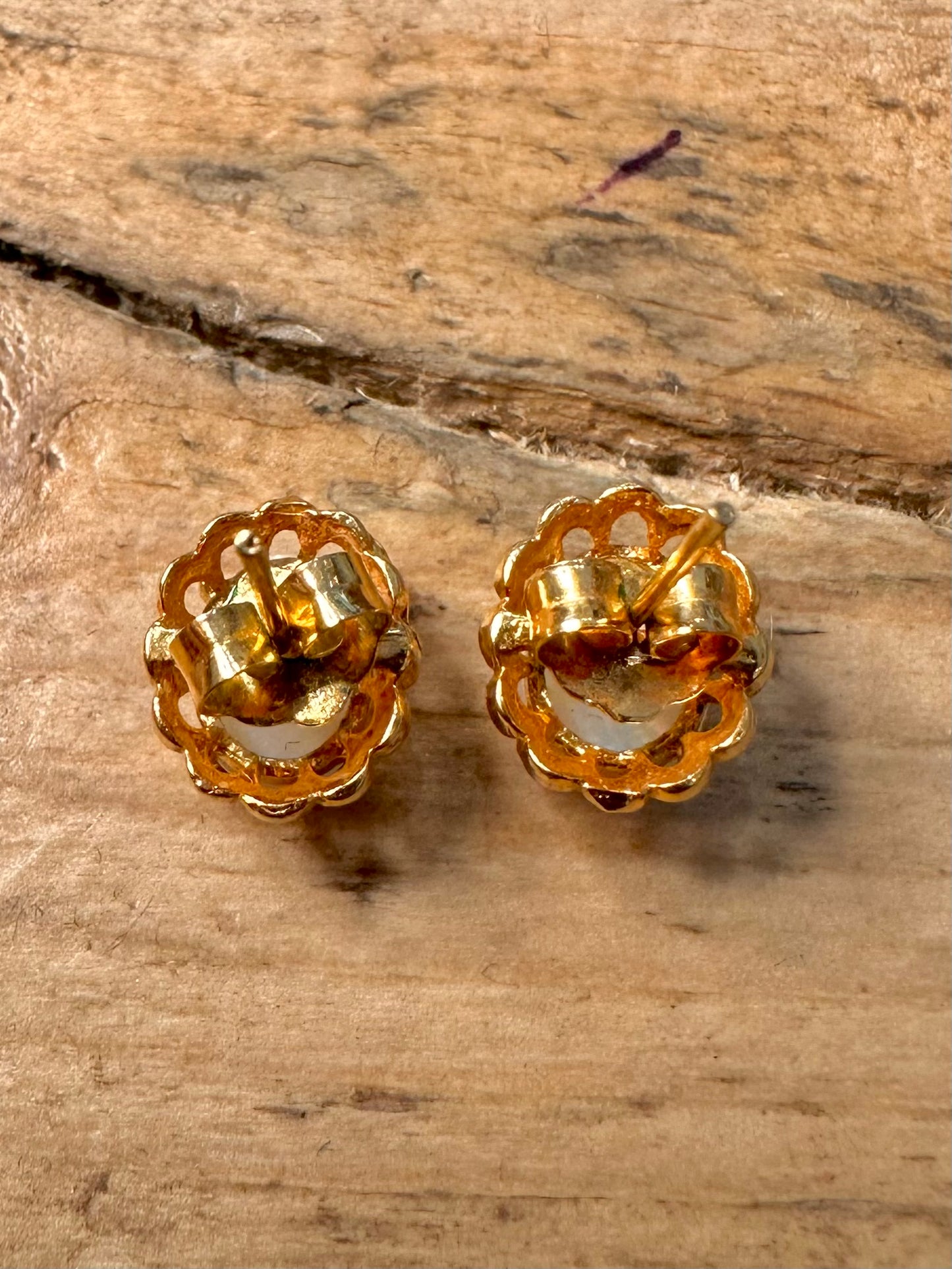 Vintage Opal Gold on 925 Silver Stud Earrings